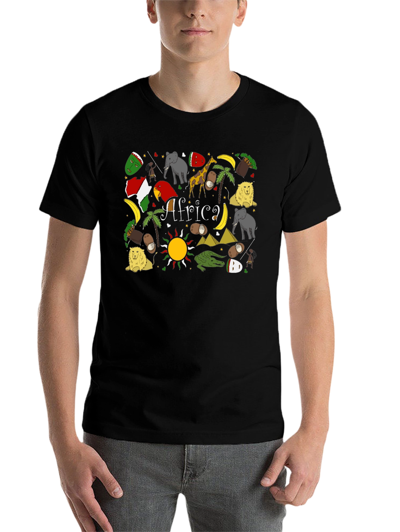 Black Africa Graphic Print Tee - Novelty Men's T-Shirt view 7