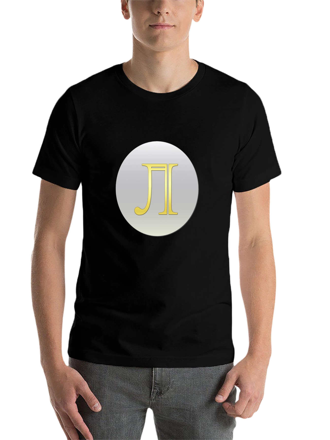 Black Pi Symbol T-Shirt - Black Cotton Blend view 7