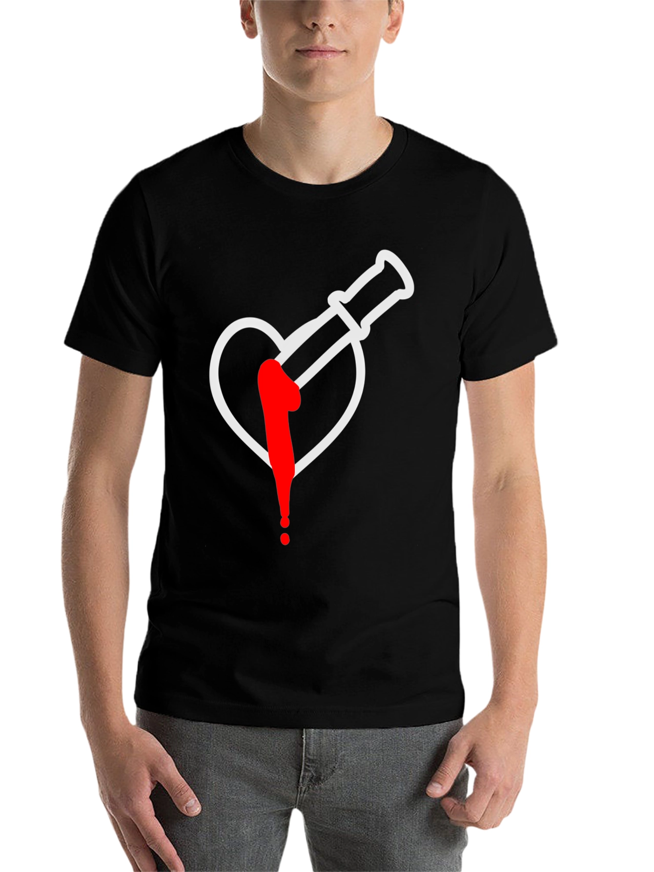 Black Heart Broken Syringe Graphic Tee view 7