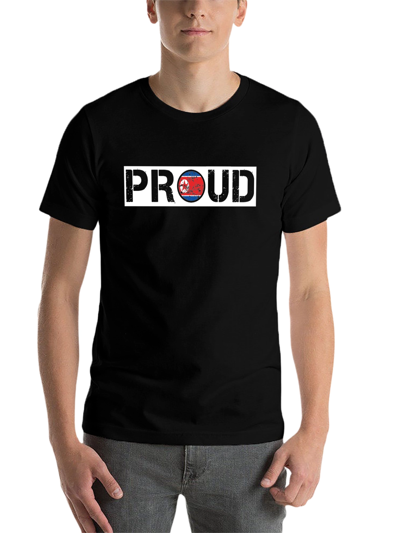 Black Proud North Korea Flag Graphic T-Shirt view 7