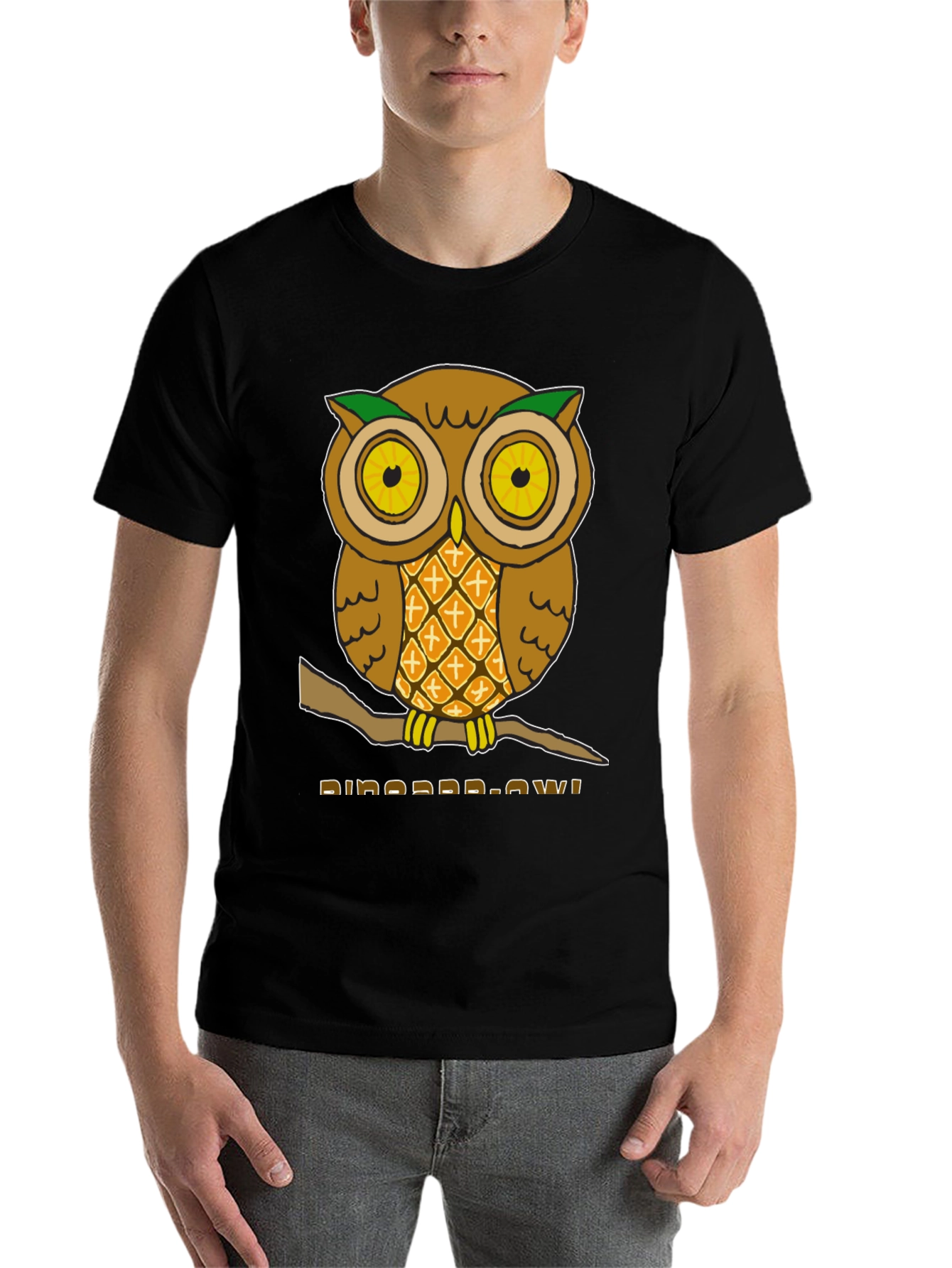 Black Pineapple Owl Graphic T-Shirt - Unique Design! view 7