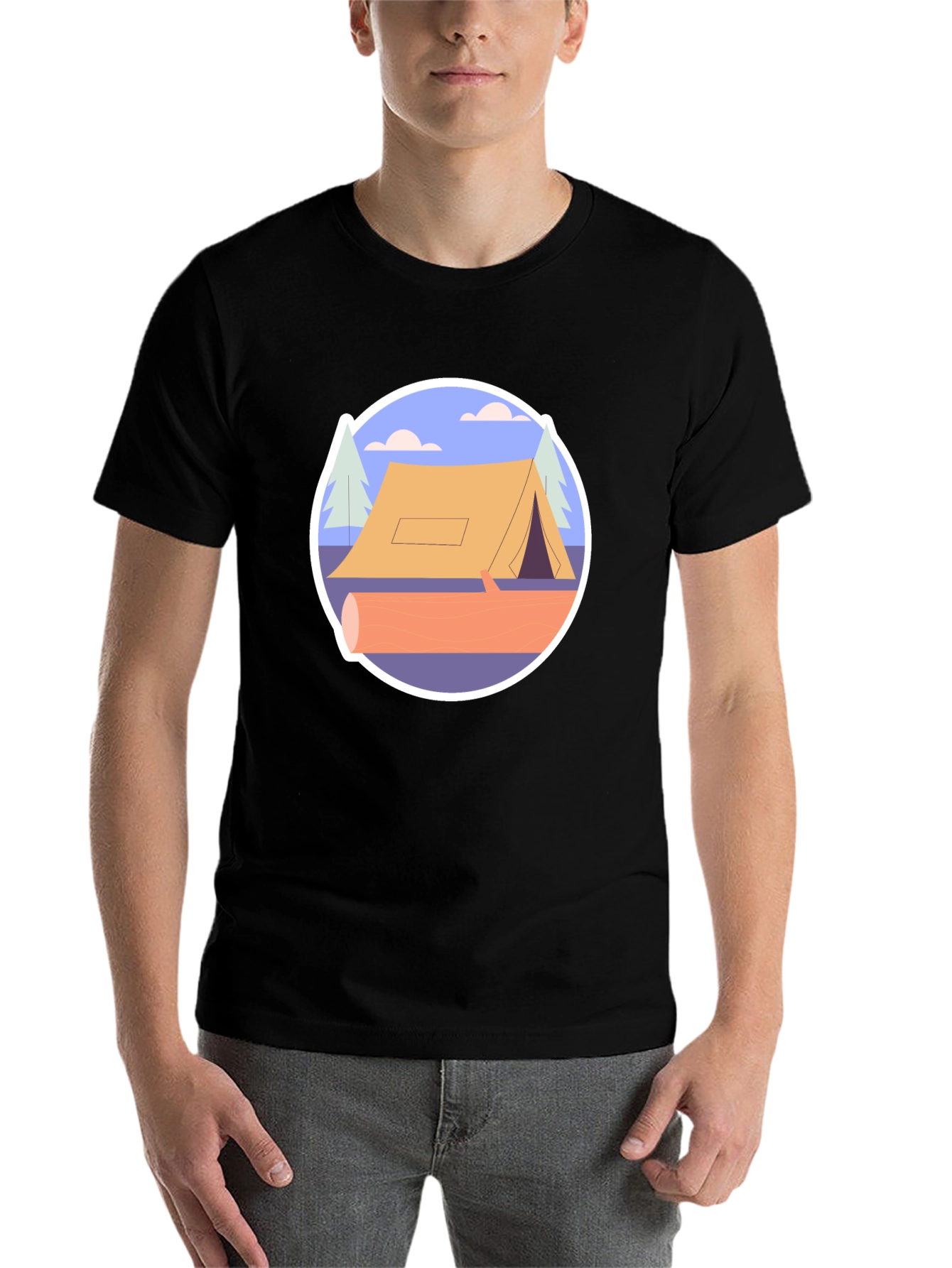 Black Camping Tent Graphic Tee - Nature Adventure Shirt view 7