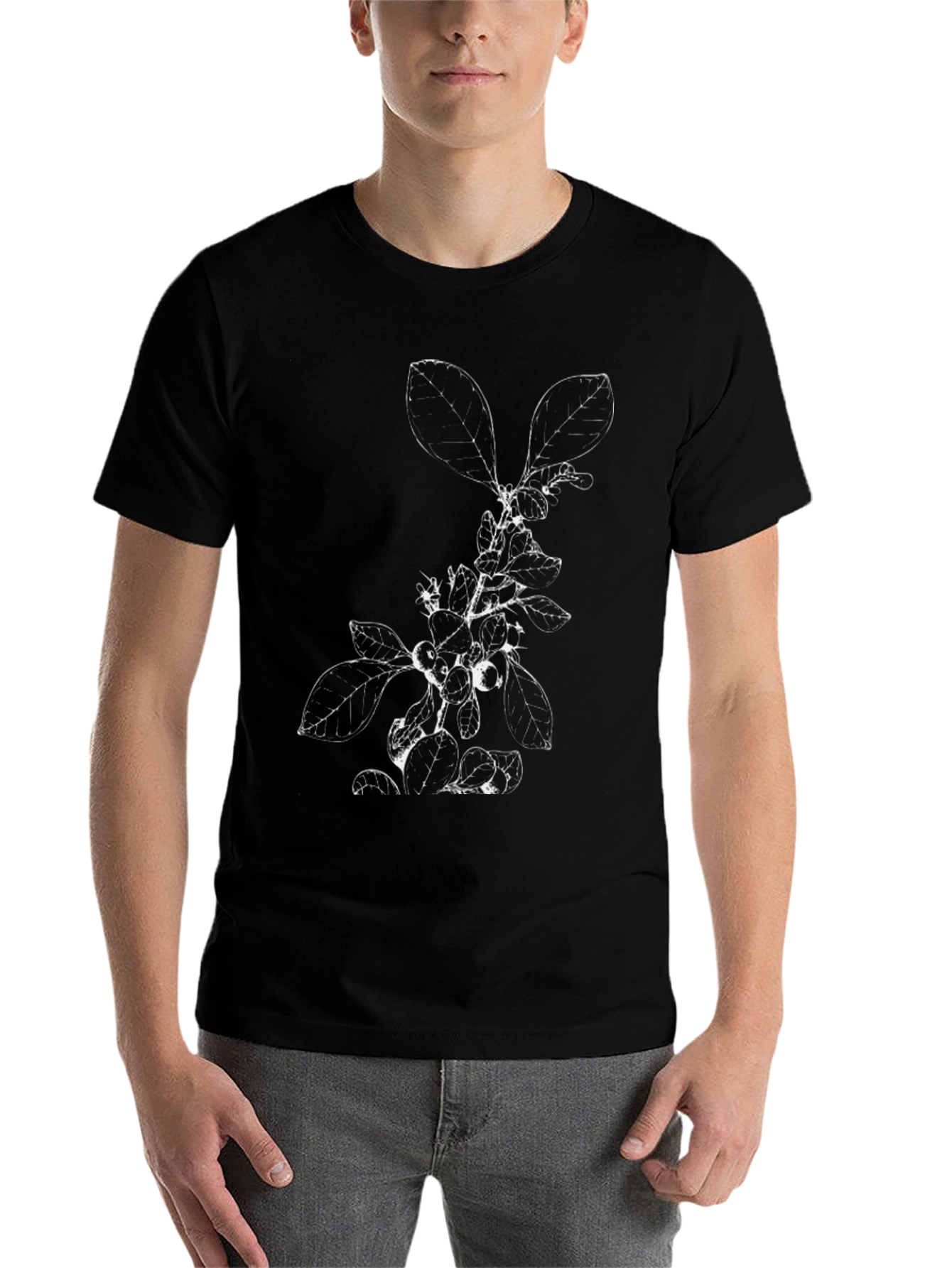 Black Botanical Print Black T-Shirt view 7