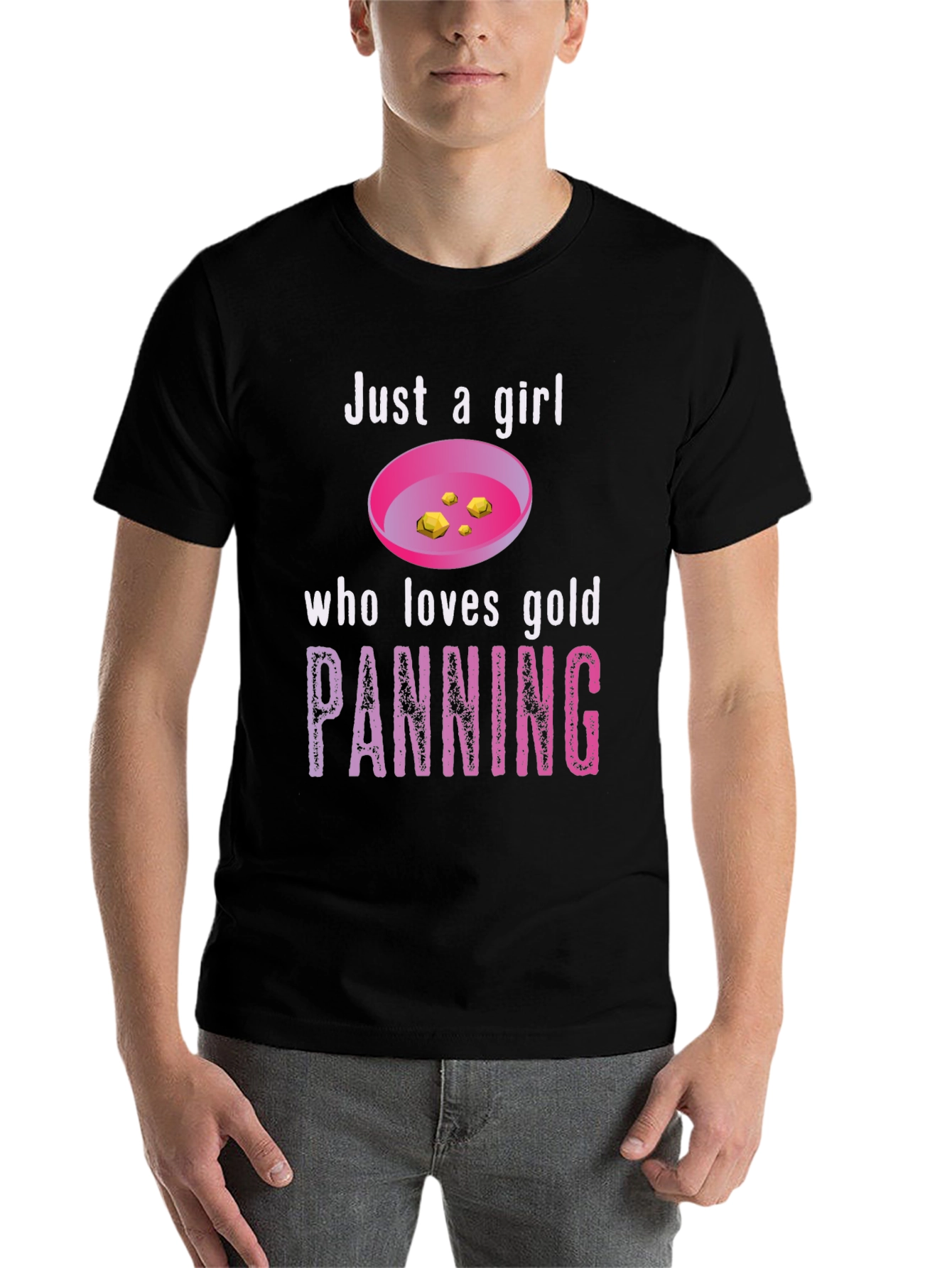 Black Just a Girl Who Loves Gold Panning T-Shirt view 7