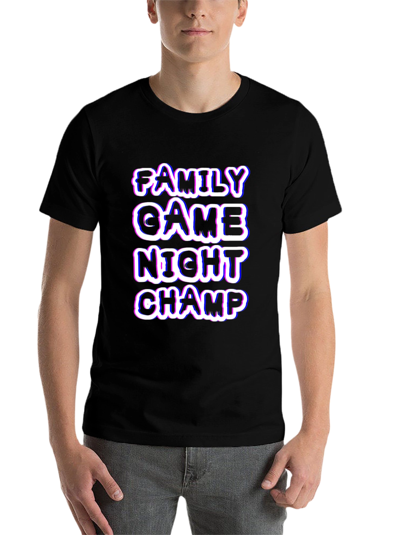 Black Family Game Night Champ Black T-Shirt view 7