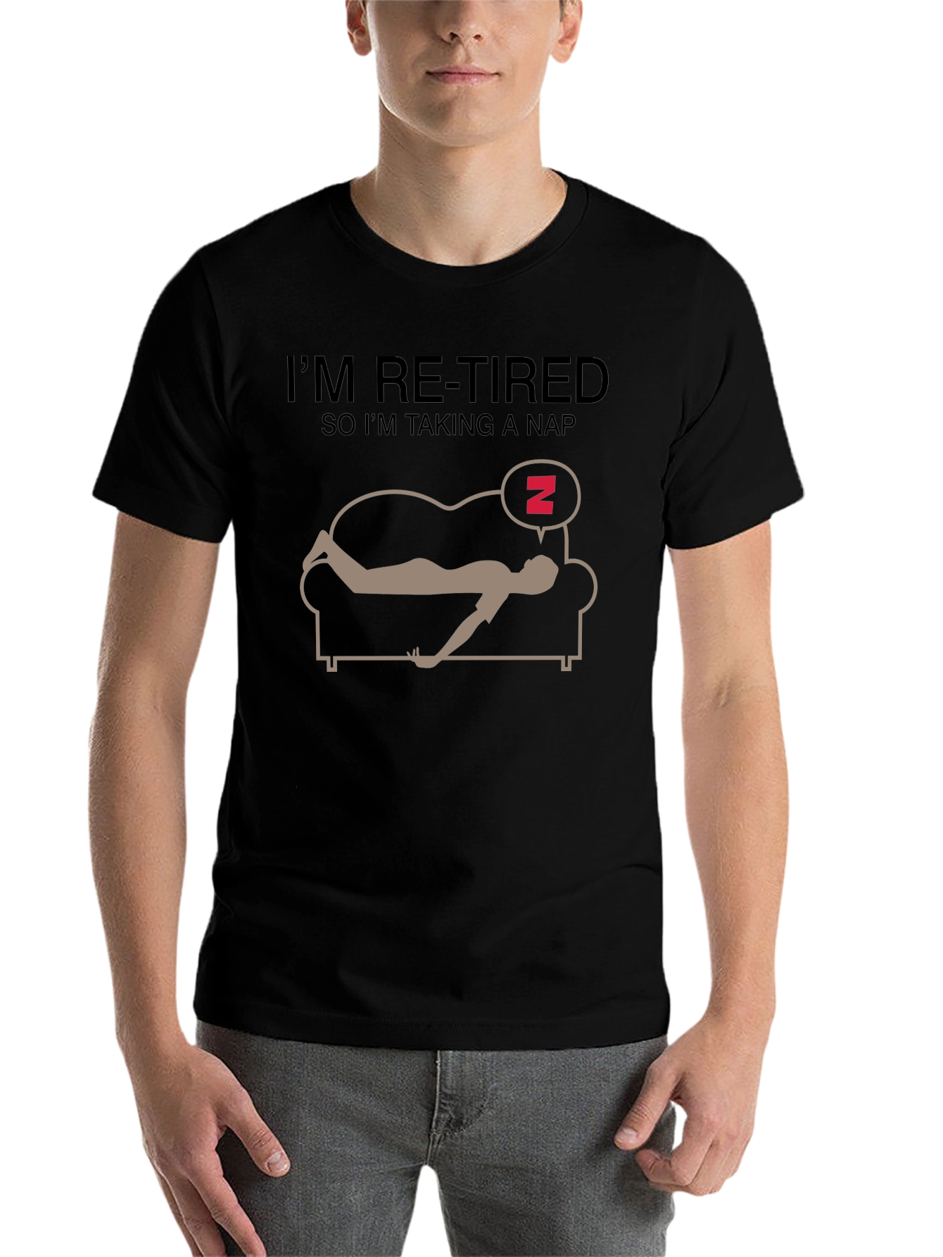 Black Funny Re-Tired Nap T-Shirt view 7