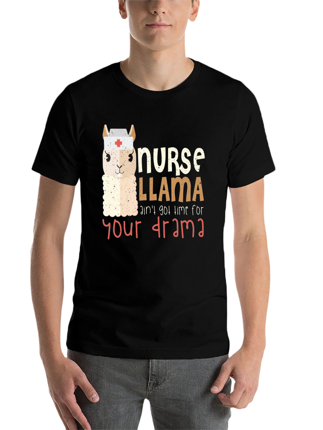 Black Nurse Llama Graphic Tee - Funny & Unique Unisex T-Shirt view 7
