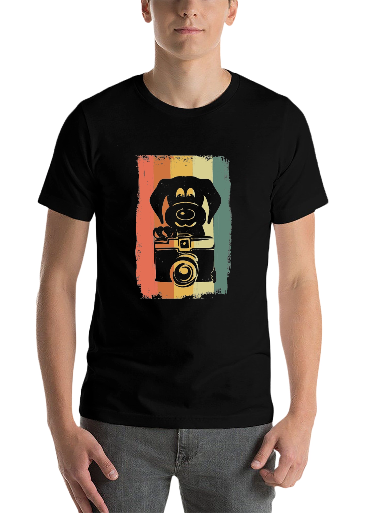 Black Retro Dog Photographer Graphic Tee view 7