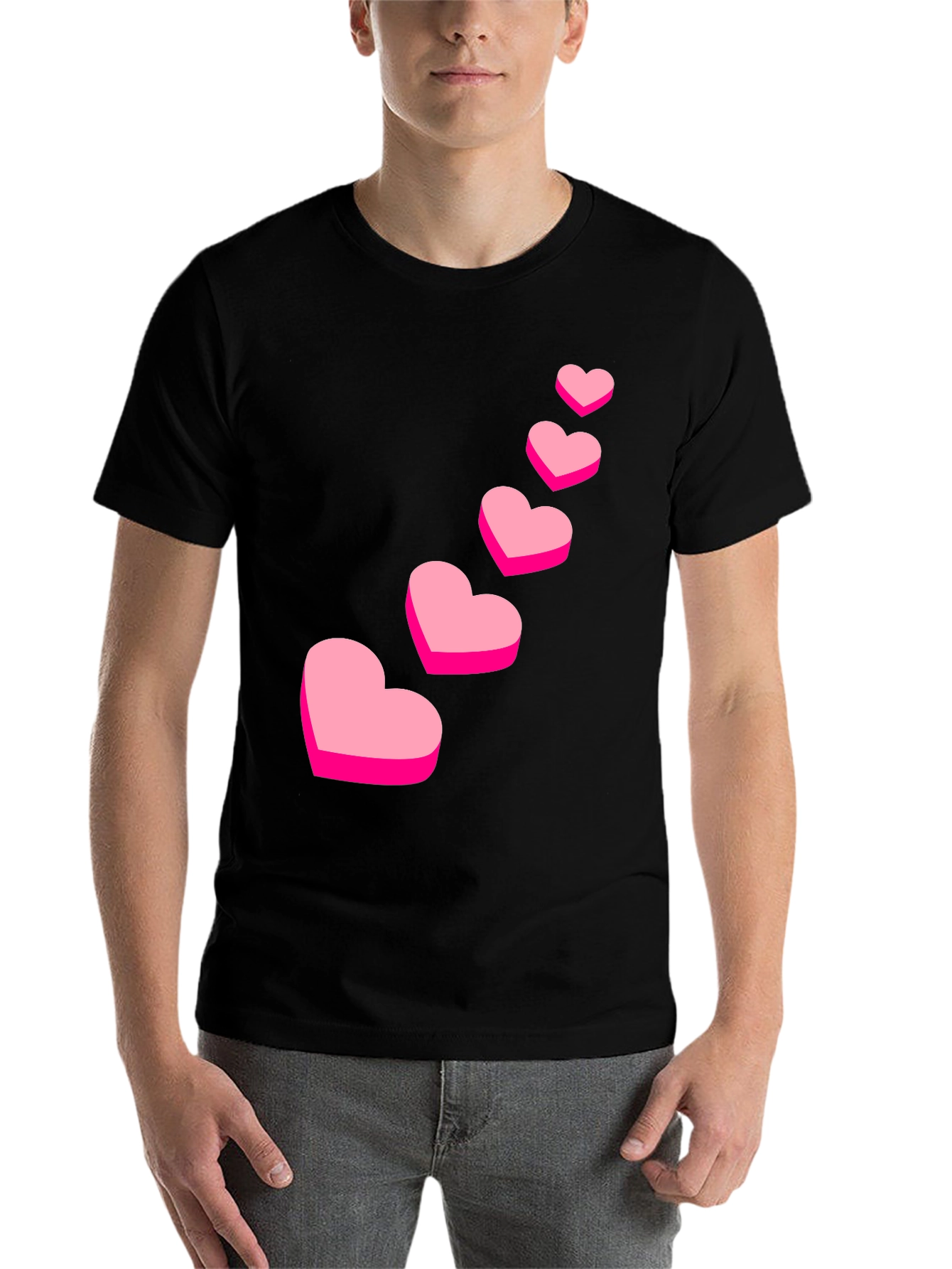 Love Heart Graphic Black T-Shirt - 7