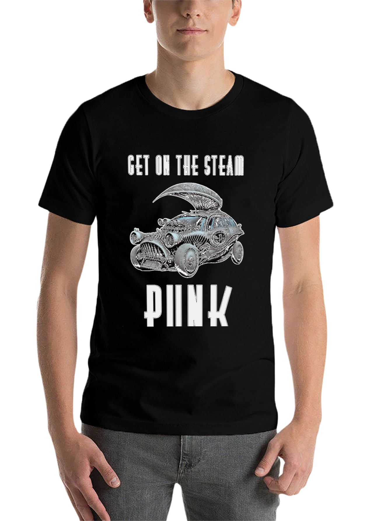 Black Steampunk Car Graphic T-Shirt view 7