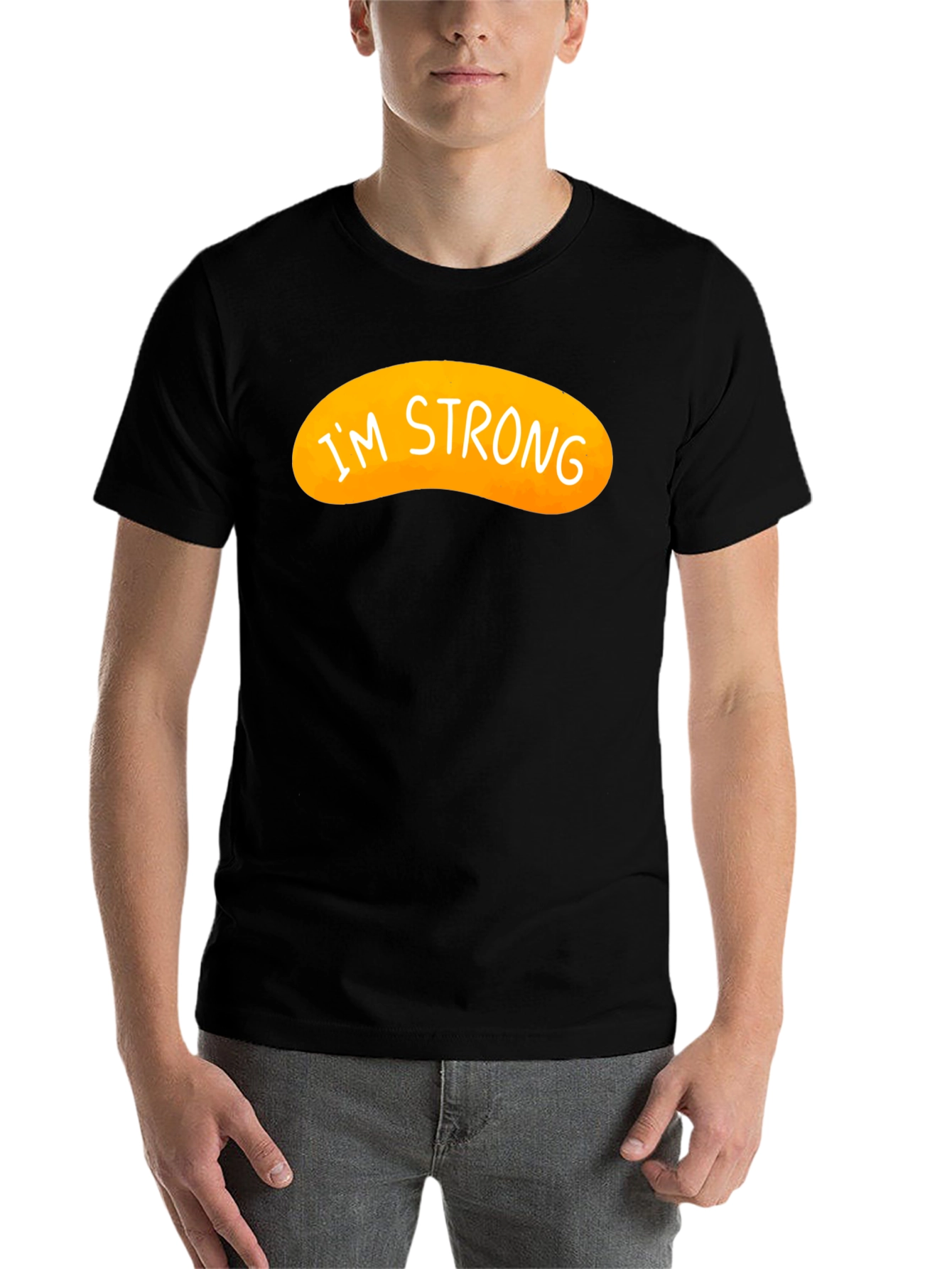 Black I'm Strong Graphic Tee - Black Cotton Blend view 7
