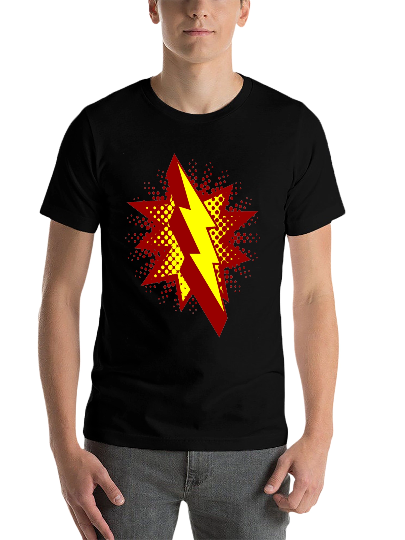 Black Bold Lightning Bolt Graphic T-Shirt view 7