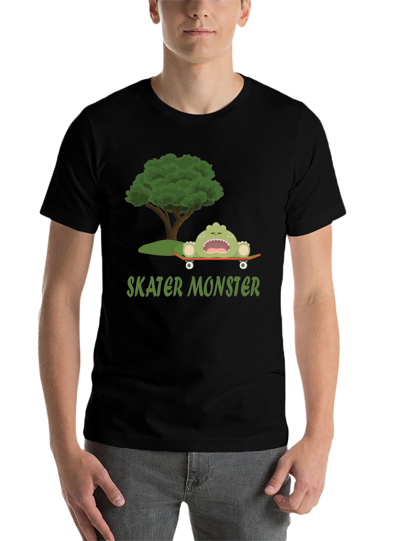 Black Skater Monster Graphic T-Shirt - Fun and Unique Design view 7