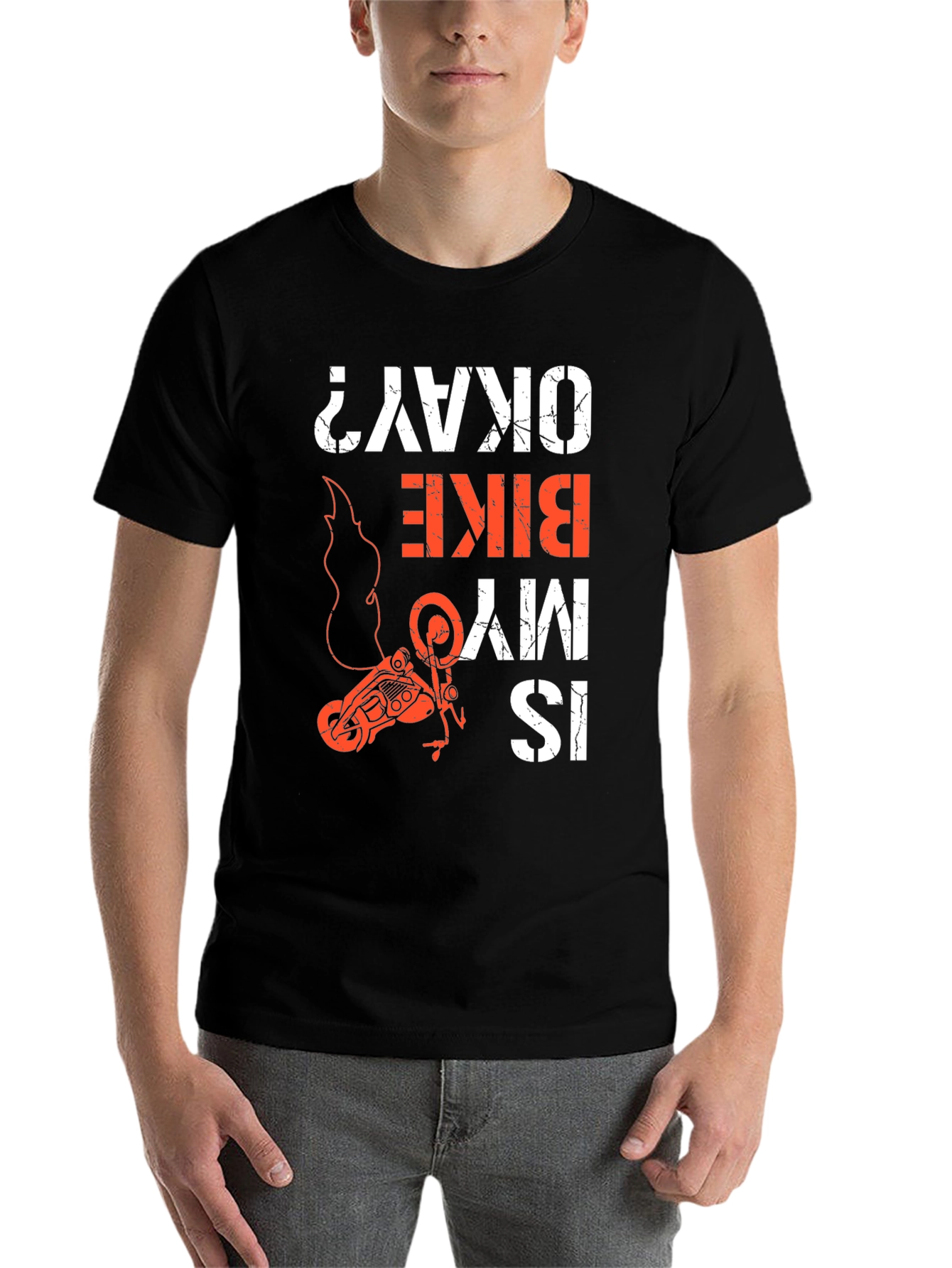 Black Is My Bike Okay? Graphic Tee - Motorcycle T-Shirt view 7