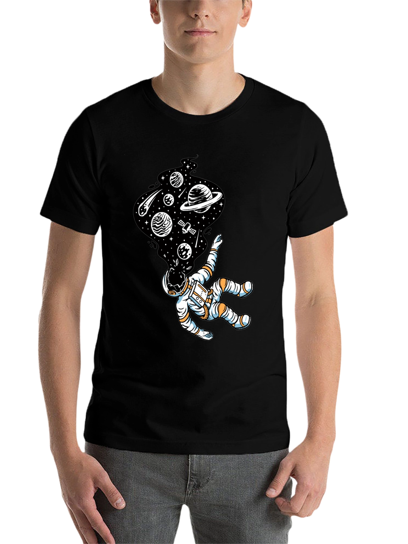 Black Astronaut Space Dream T-Shirt - Black Graphic Tee view 7