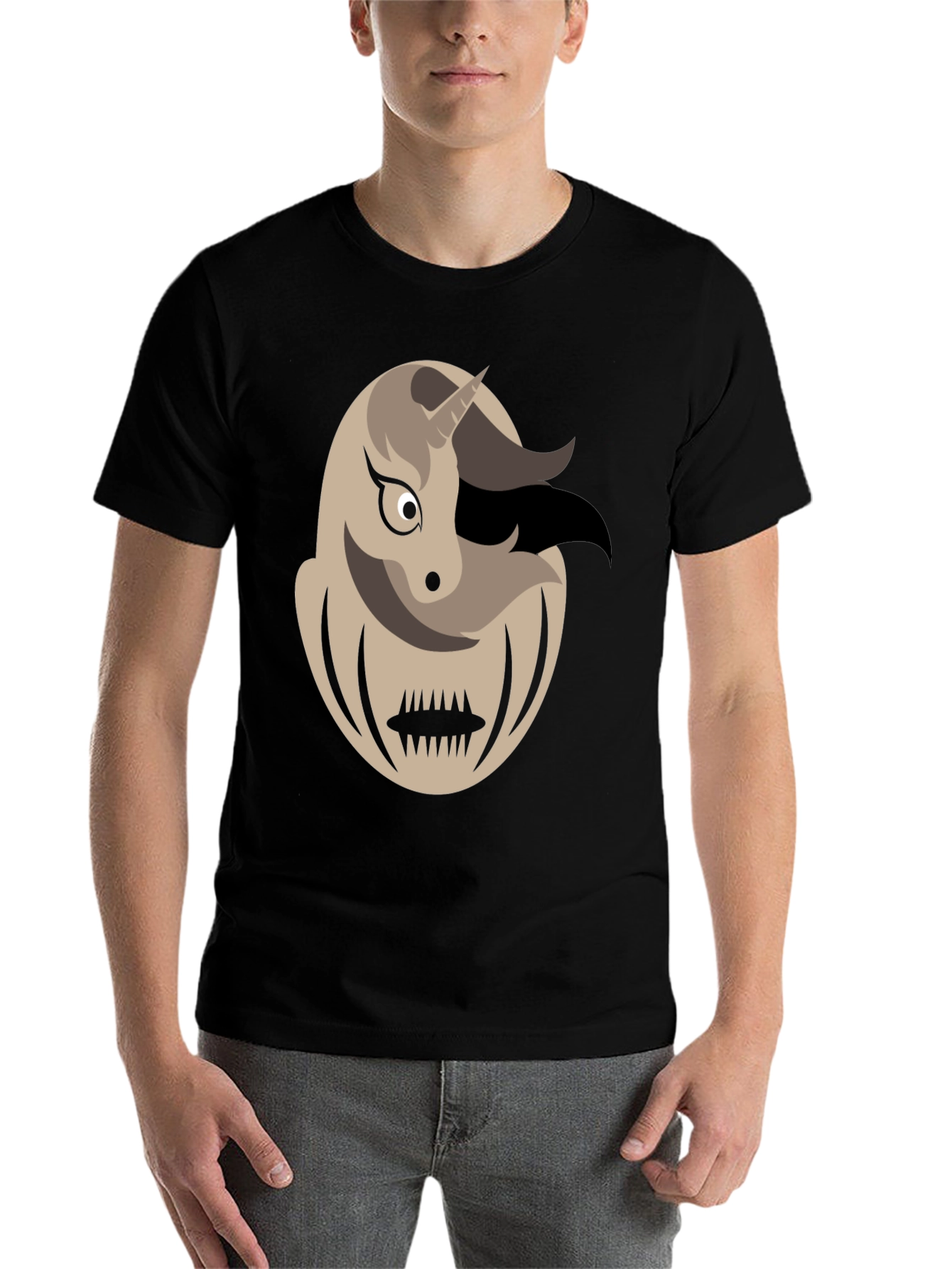 Black Unicorn Monster Graphic Tee - Men's Black T-Shirt view 7