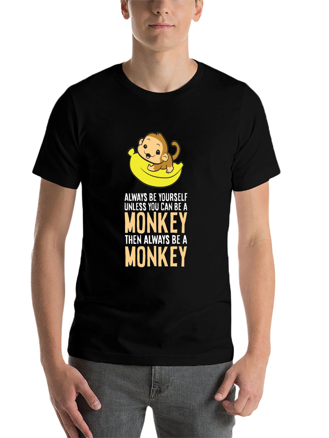 Black Always Be a Monkey Graphic T-Shirt - Novelty Tee view 7