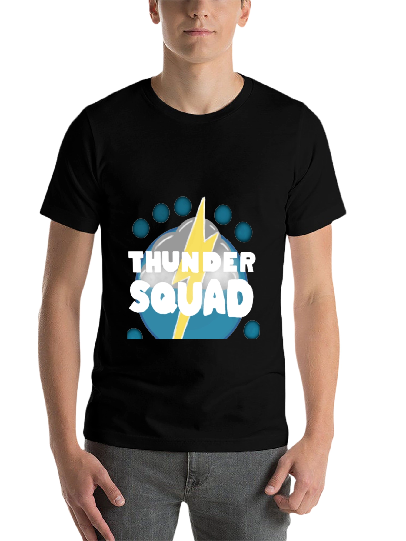 Black Thunder Squad Graphic Tee - Black Crew Neck T-Shirt view 7