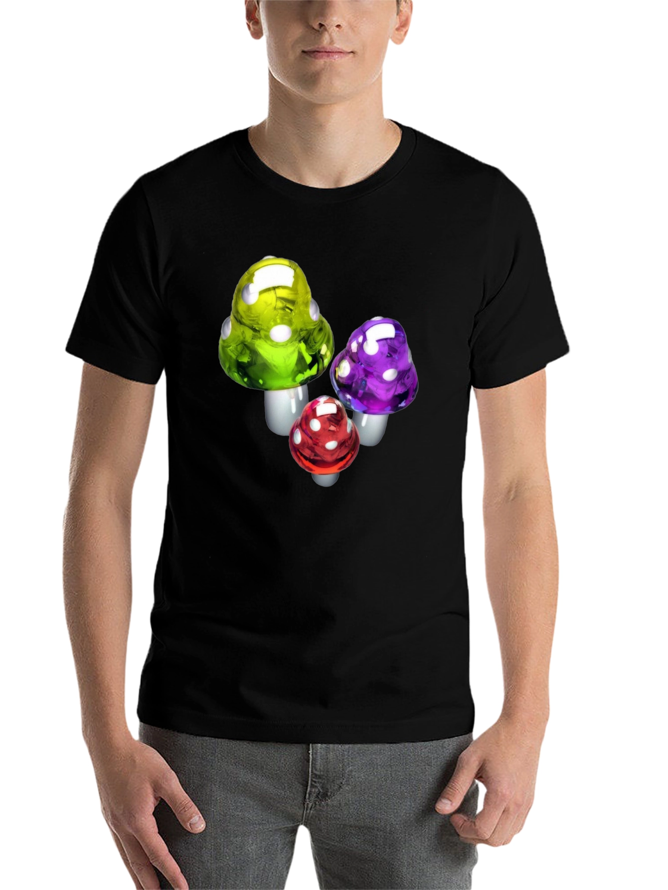 Black Mushroom T-Shirt - Funky Fungi Design view 7