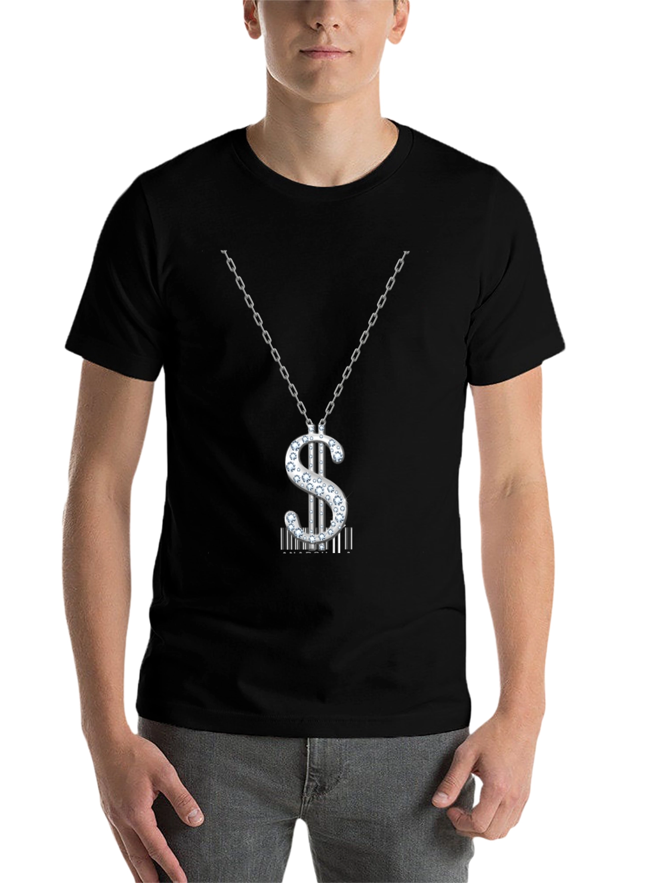 Black Dollar Sign Pendant T-Shirt - Black view 7
