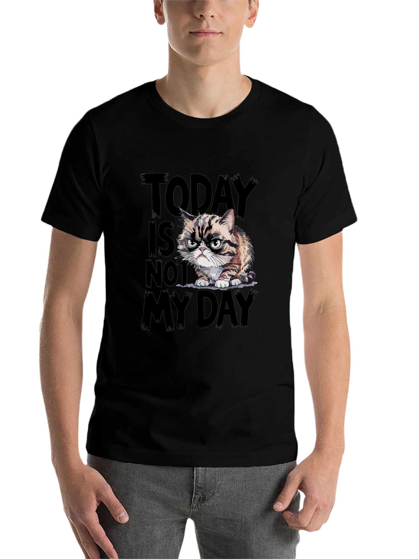 Black Grumpy Cat T-Shirt - Today Is Not My Day view 7