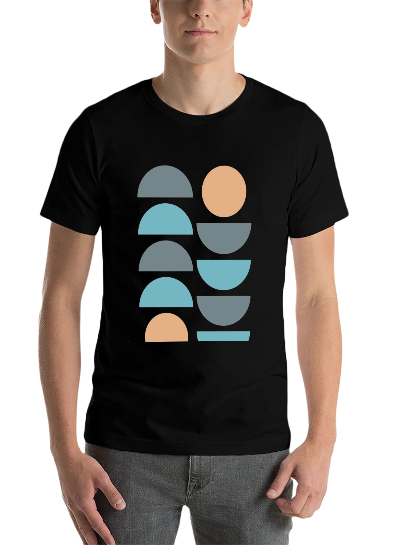 Black Geometric Pattern T-Shirt view 7
