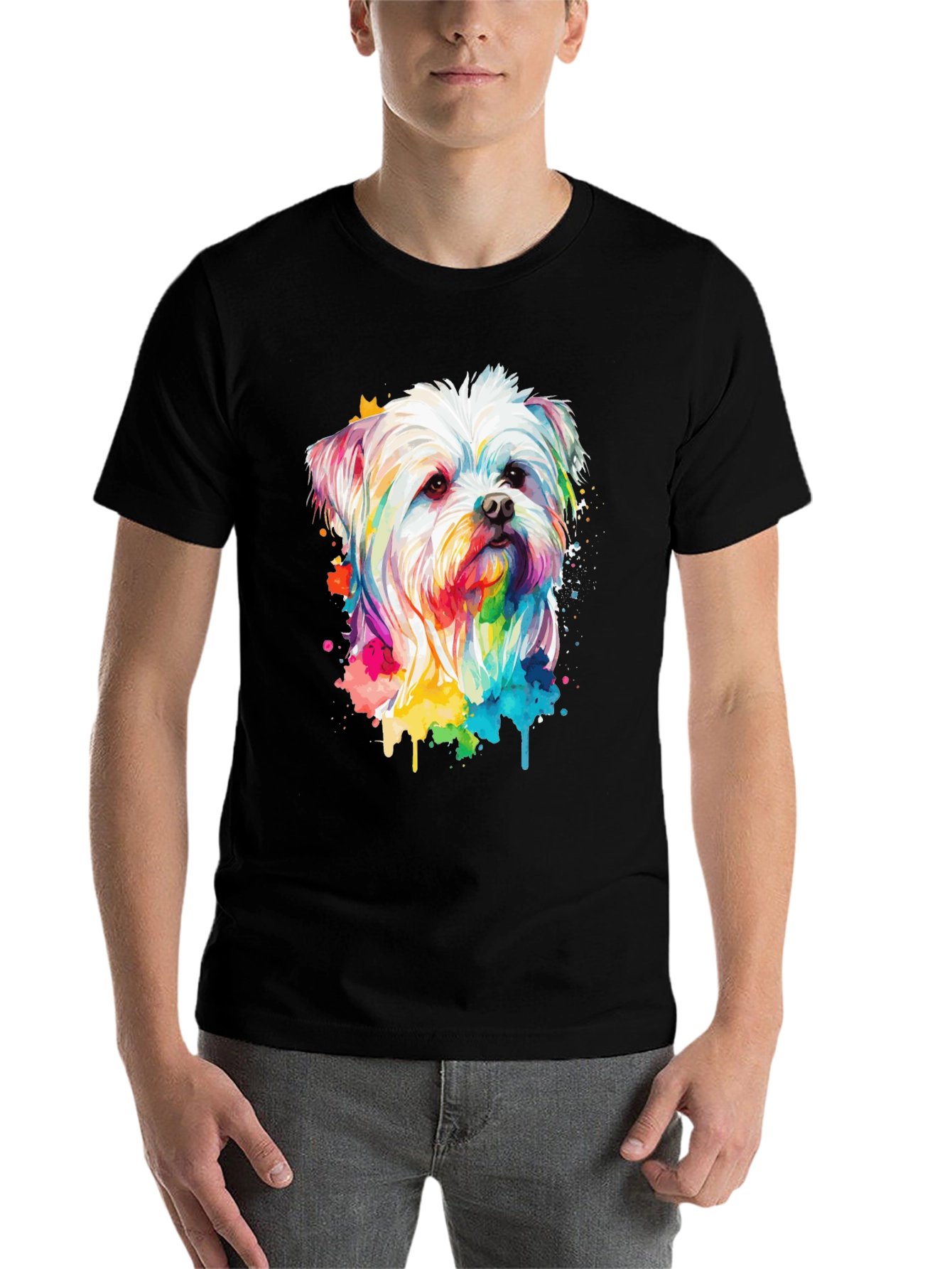 Black Rainbow Dog T-Shirt view 7