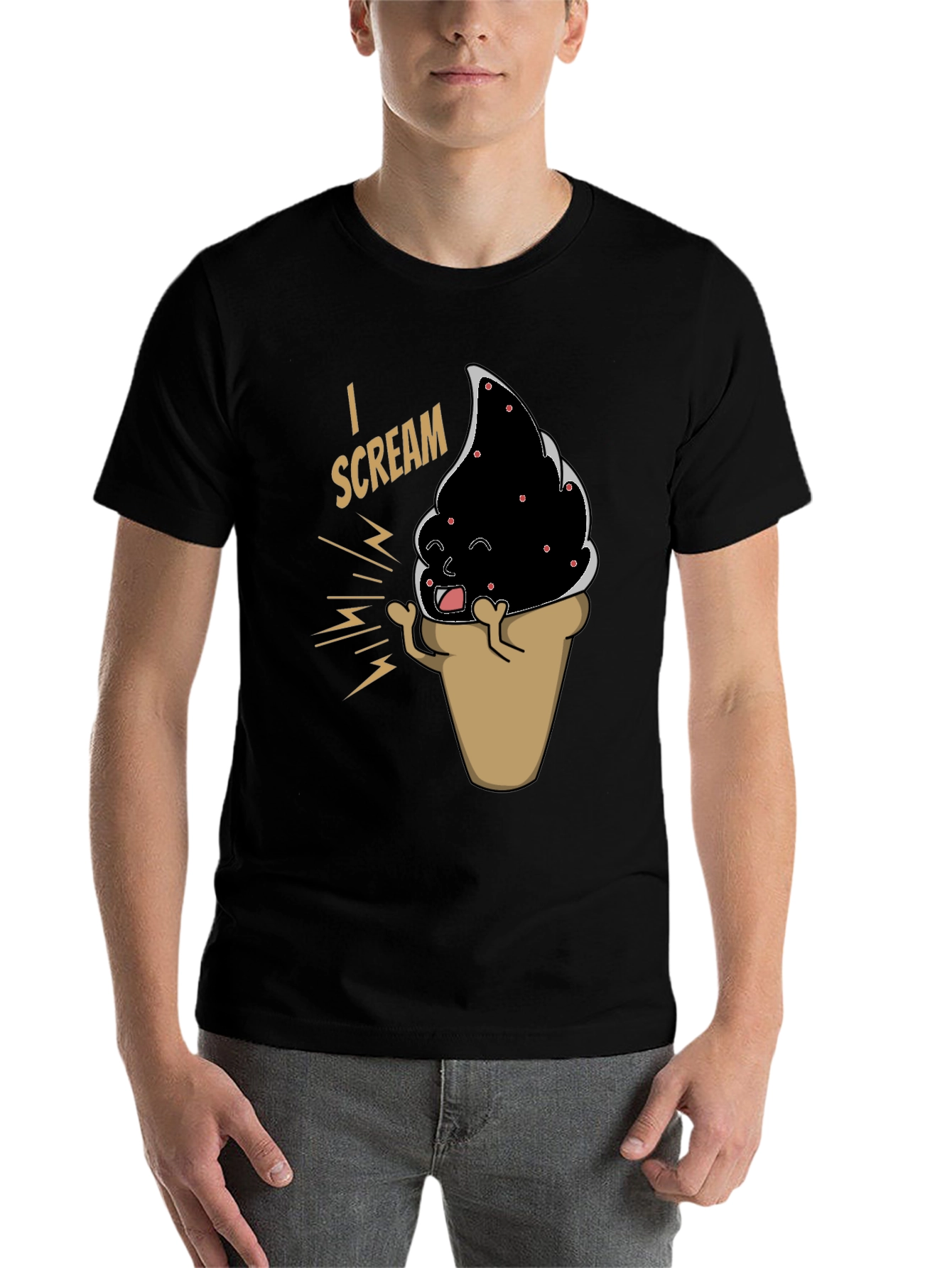 Black I Scream T-Shirt - Funny Ice Cream Cone Graphic Tee view 7