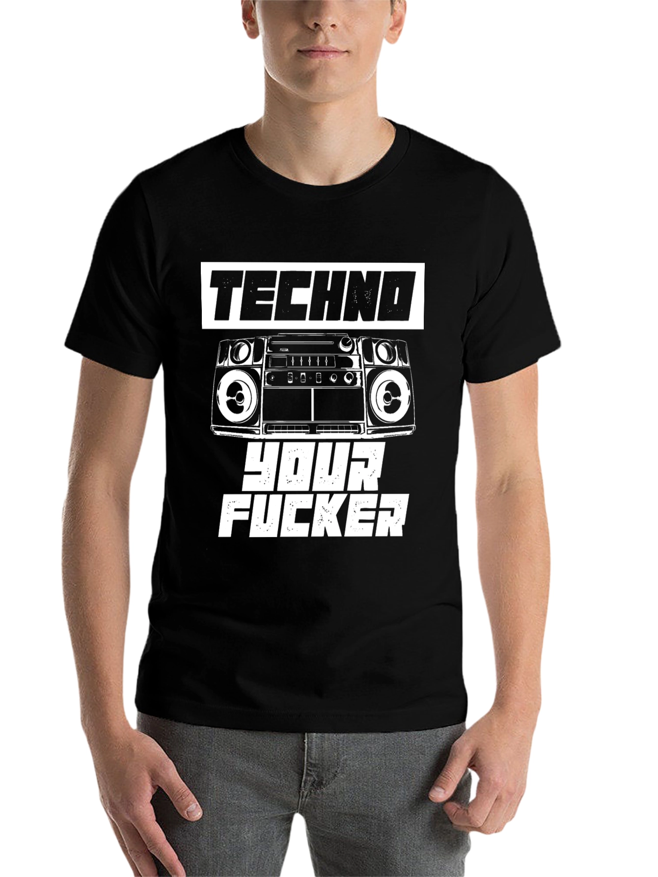 Black Techno Your F*cker Graphic T-Shirt view 7