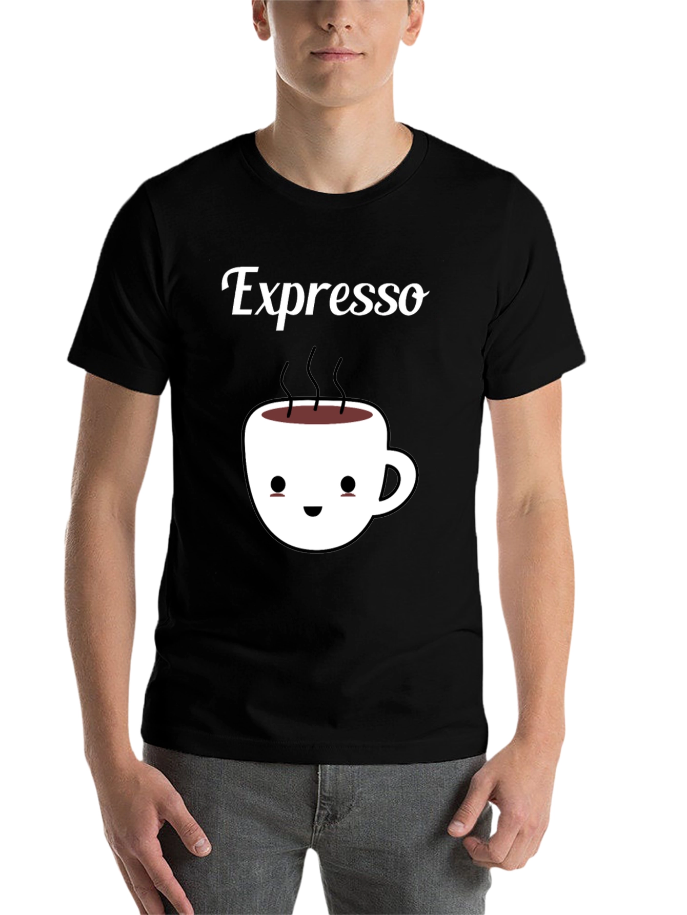 Black Espresso Kawaii Cup Black T-Shirt view 7