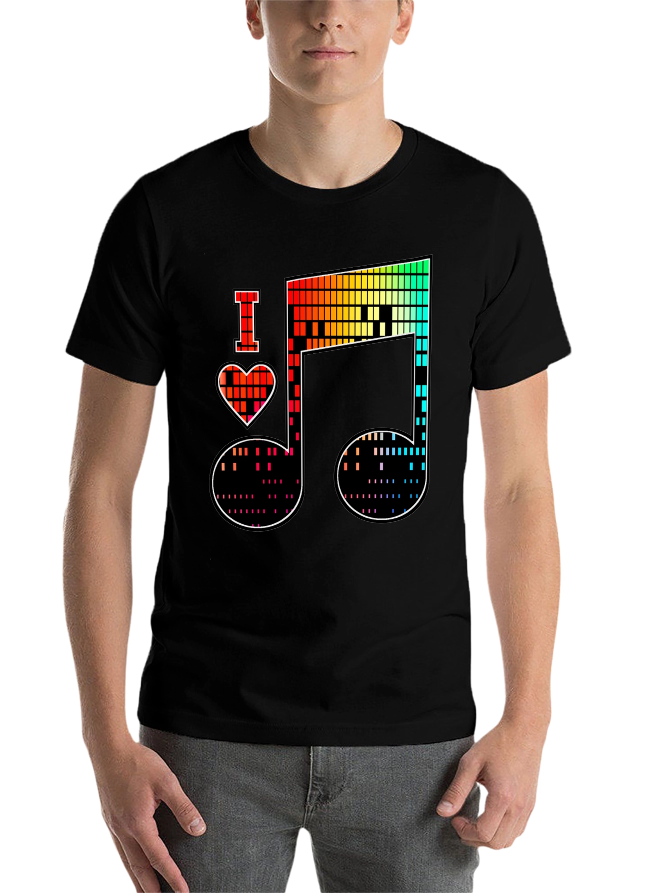 Black I Heart Music Note Graphic Tee - Black view 7