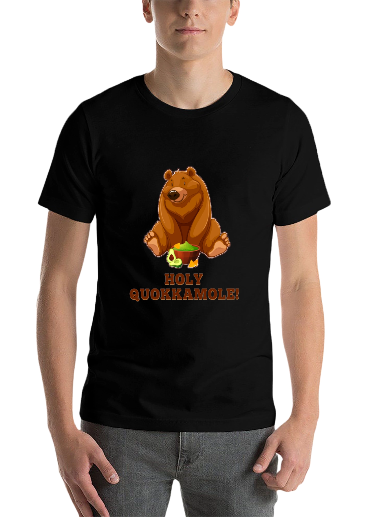 Black Holy Quokkamole T-Shirt - Funny Bear & Guacamole Tee view 7