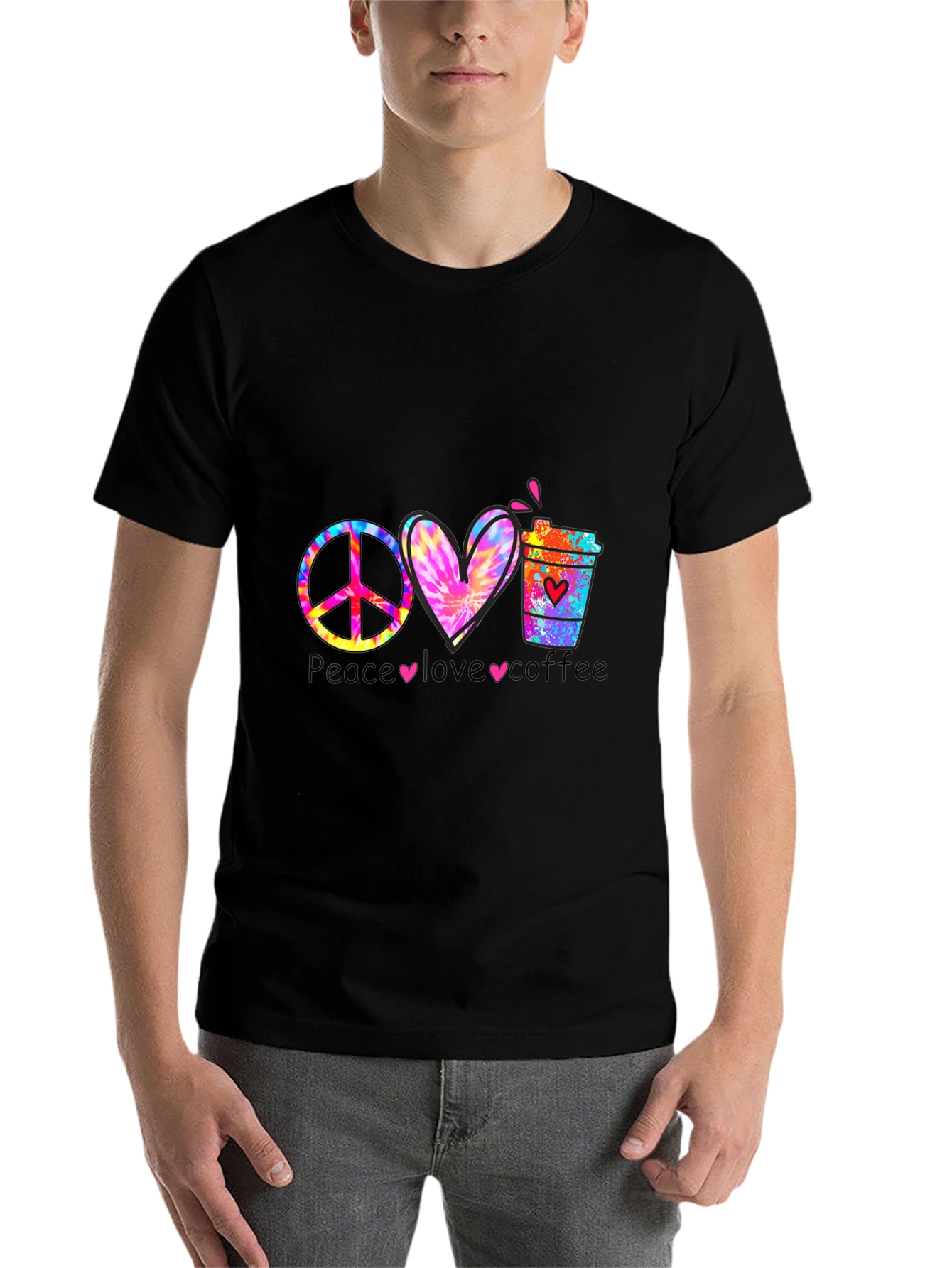 Black Peace Love Coffee Graphic Tee view 7