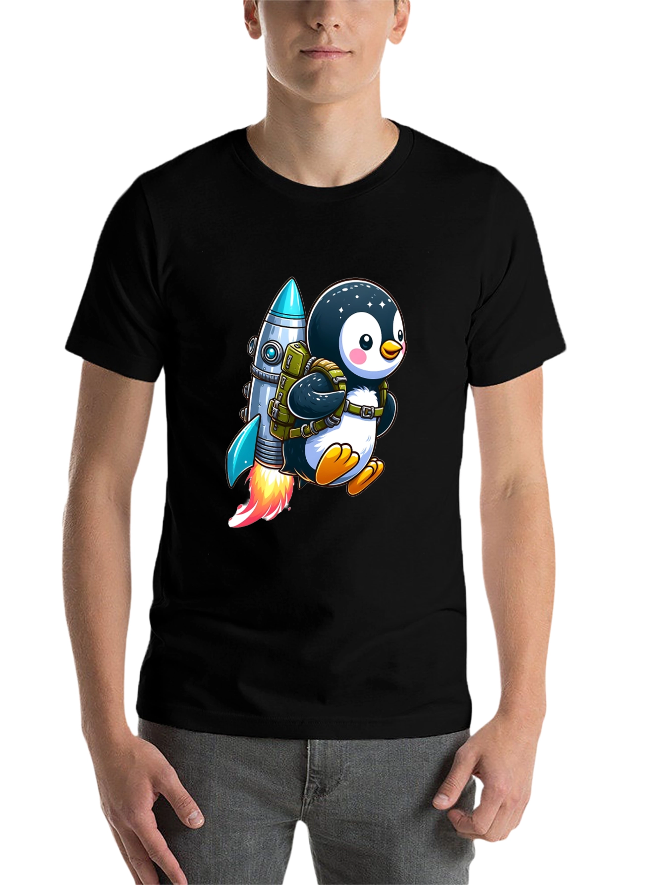 Black Penguin Astronaut T-Shirt view 7