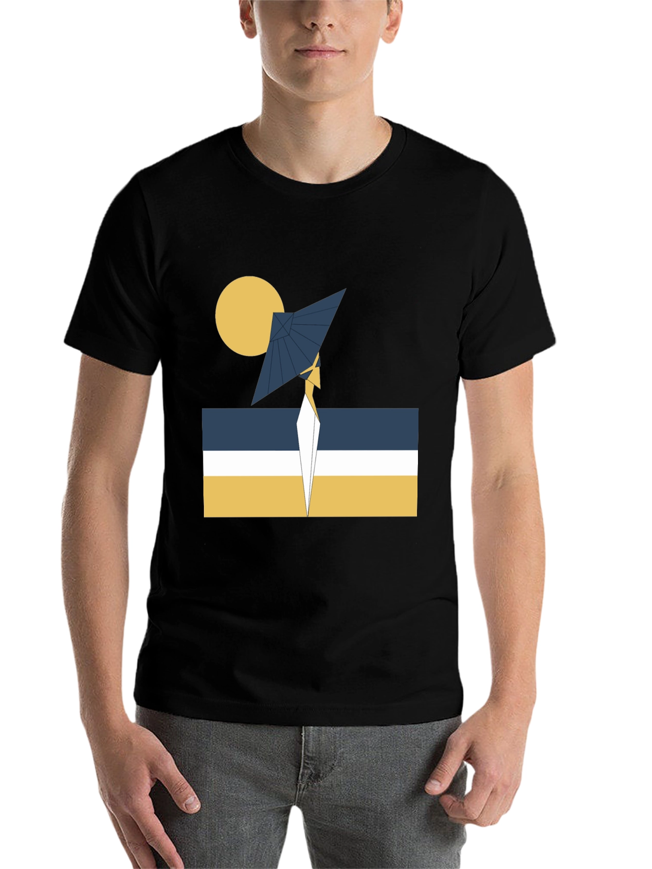 Black Abstract Geometric Graphic Tee - Modern Design view 7