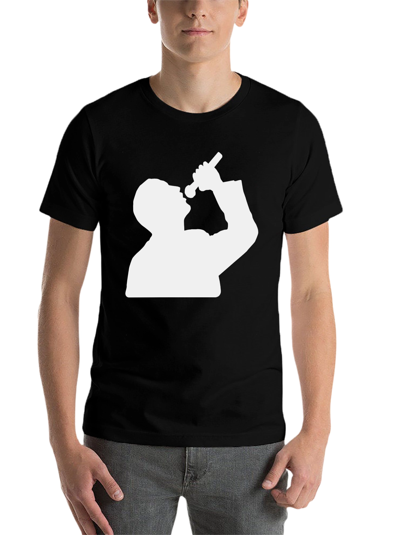 Black Silhouette Singer Graphic Tee - Black Cotton Blend T-Shirt view 7