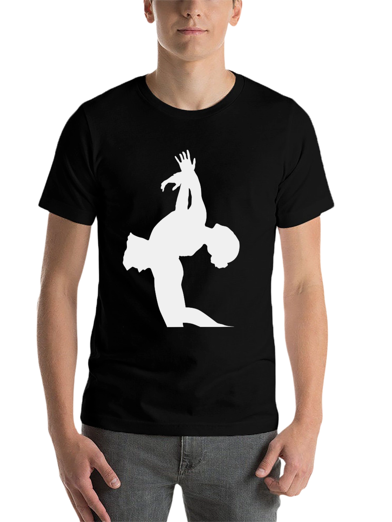 Black Gymnast Silhouette Graphic Tee - Black Cotton T-Shirt view 7