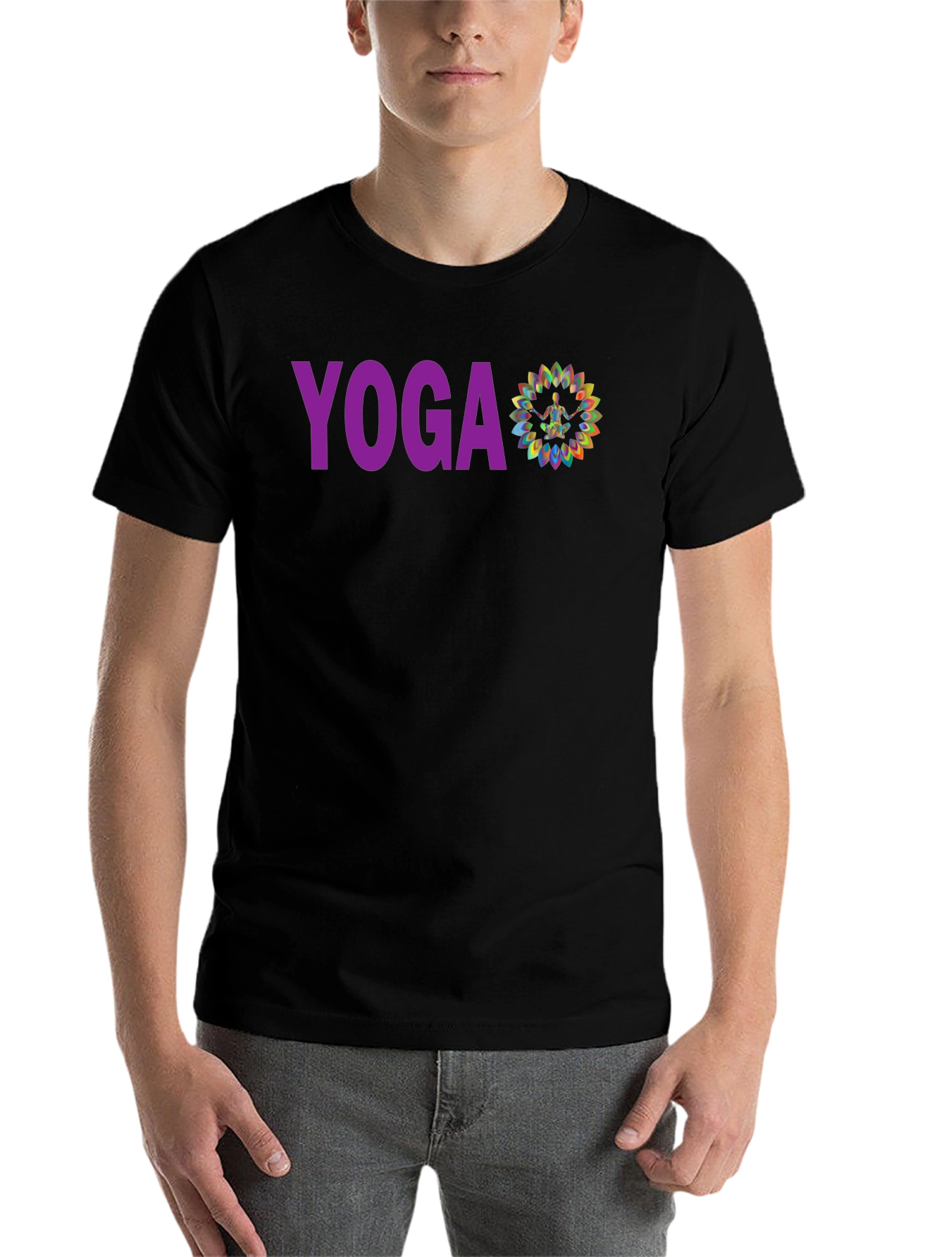 Black Yoga Graphic Tee - Meditative Design view 7