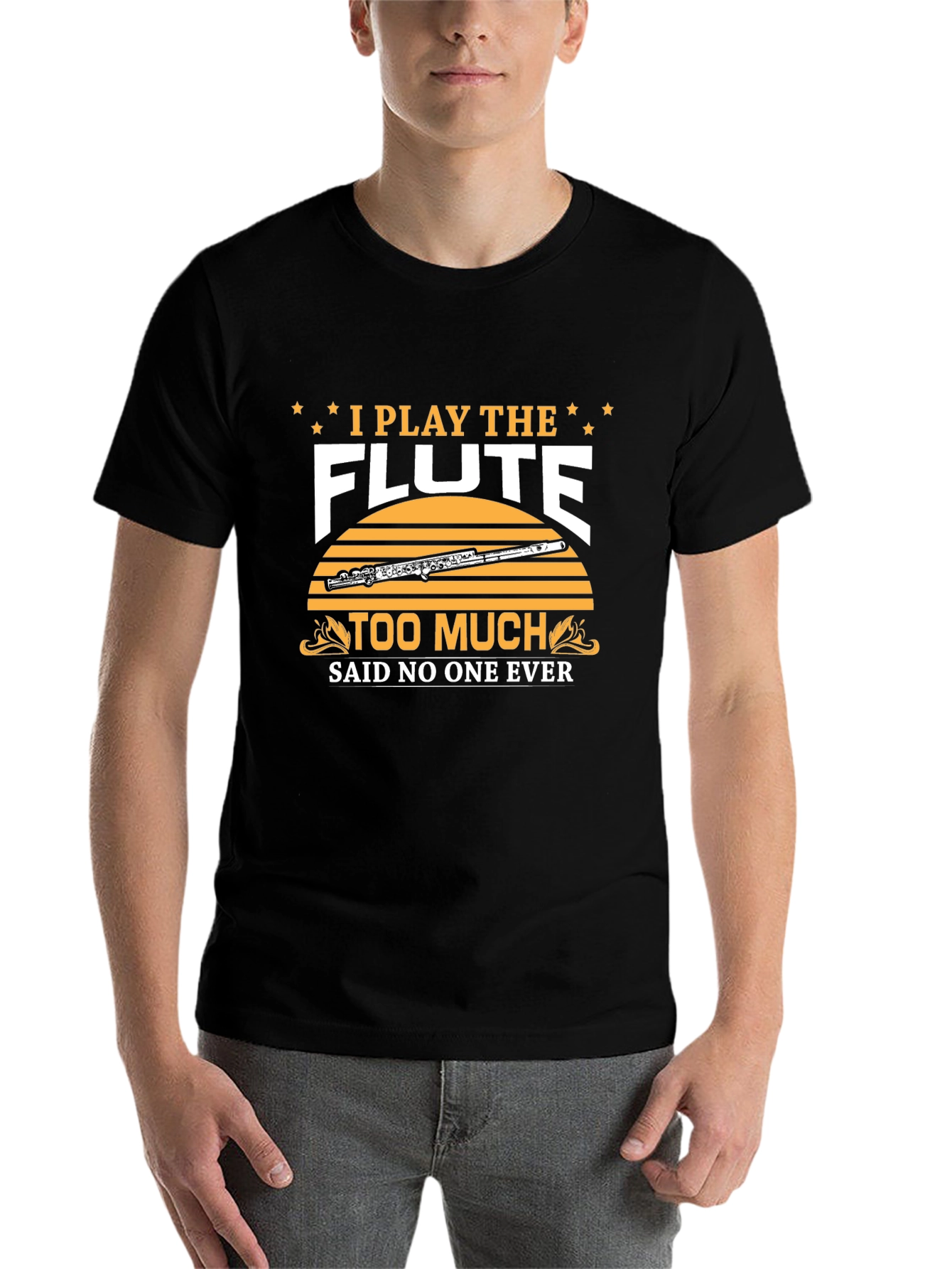 Black Flute Player T-Shirt: I Play the Flute Too Much view 7