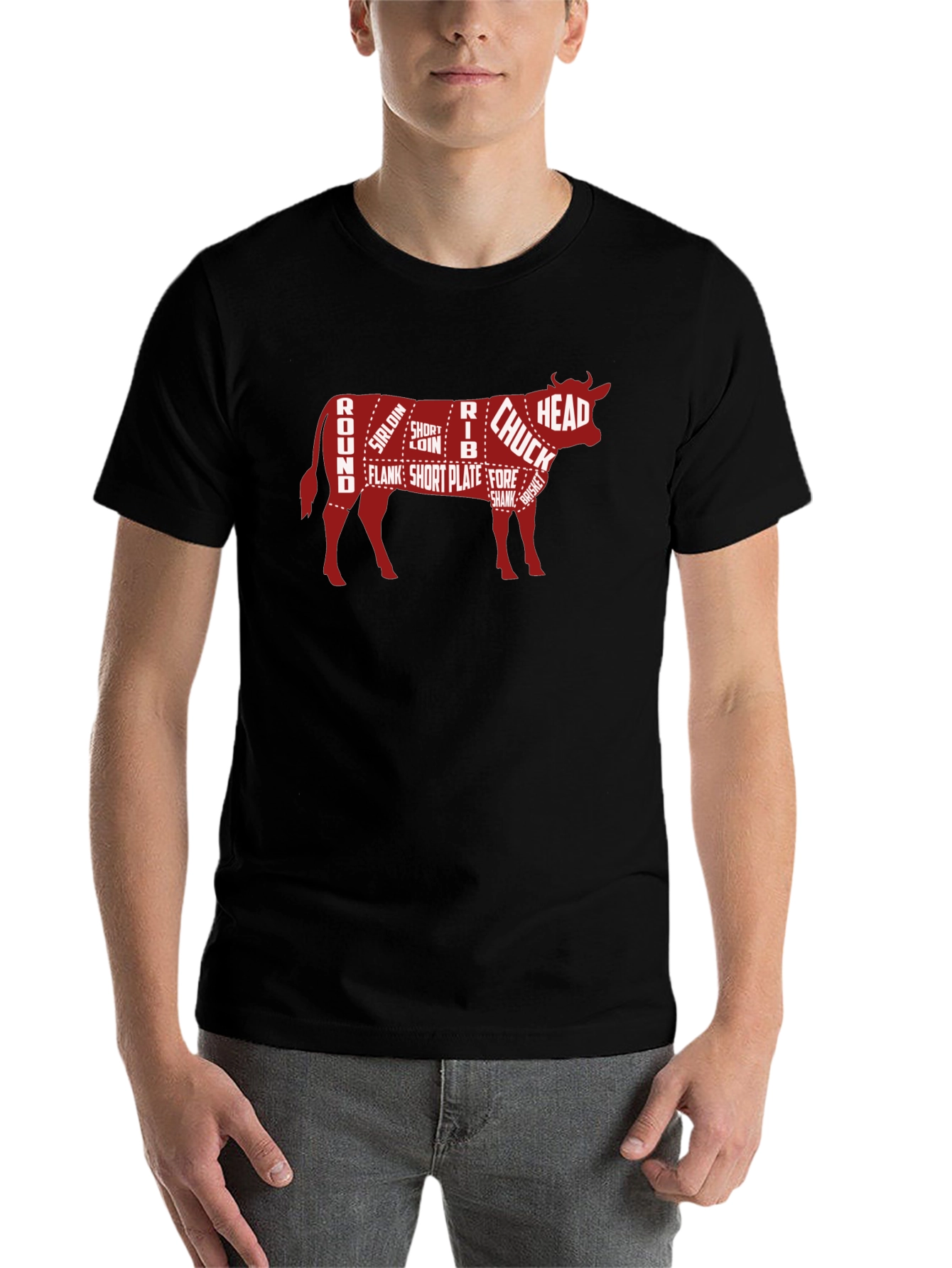 Black Beef Cuts Butcher Chart Graphic T-Shirt view 7