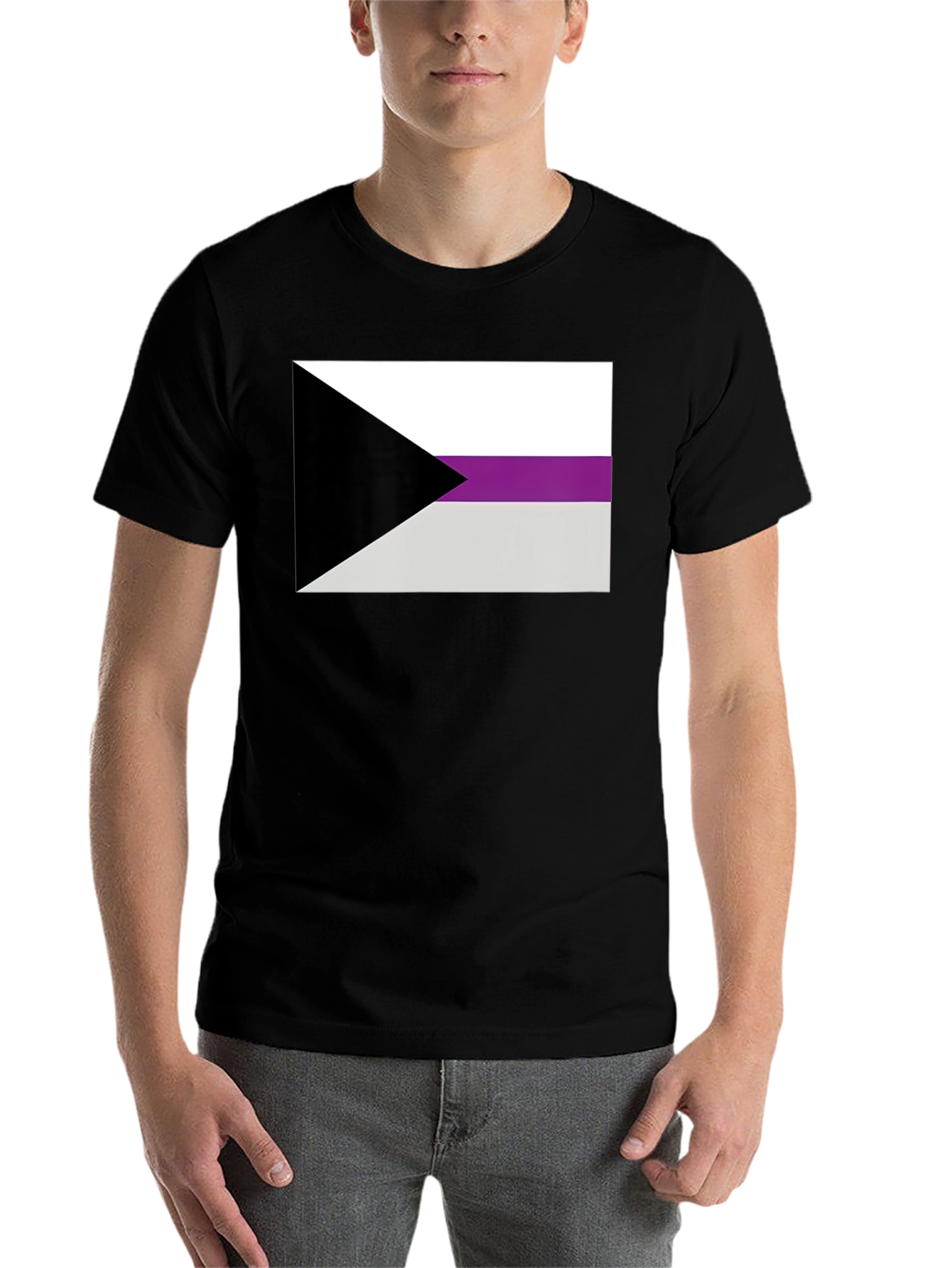 Black Demisexual Pride Flag Graphic T-Shirt - Black Cotton Blend Tee view 7