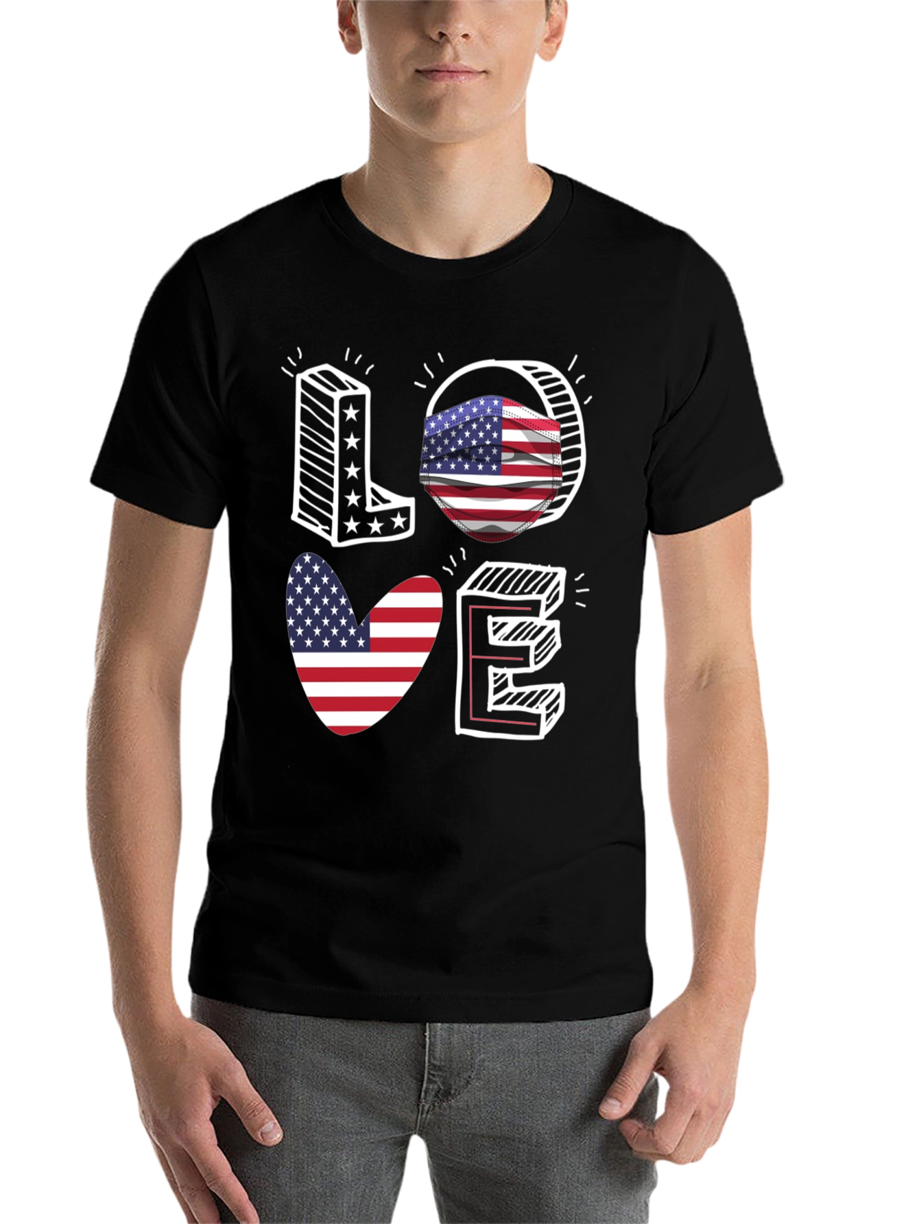Patriotic LOVE T-Shirt: USA Flag Design - 7