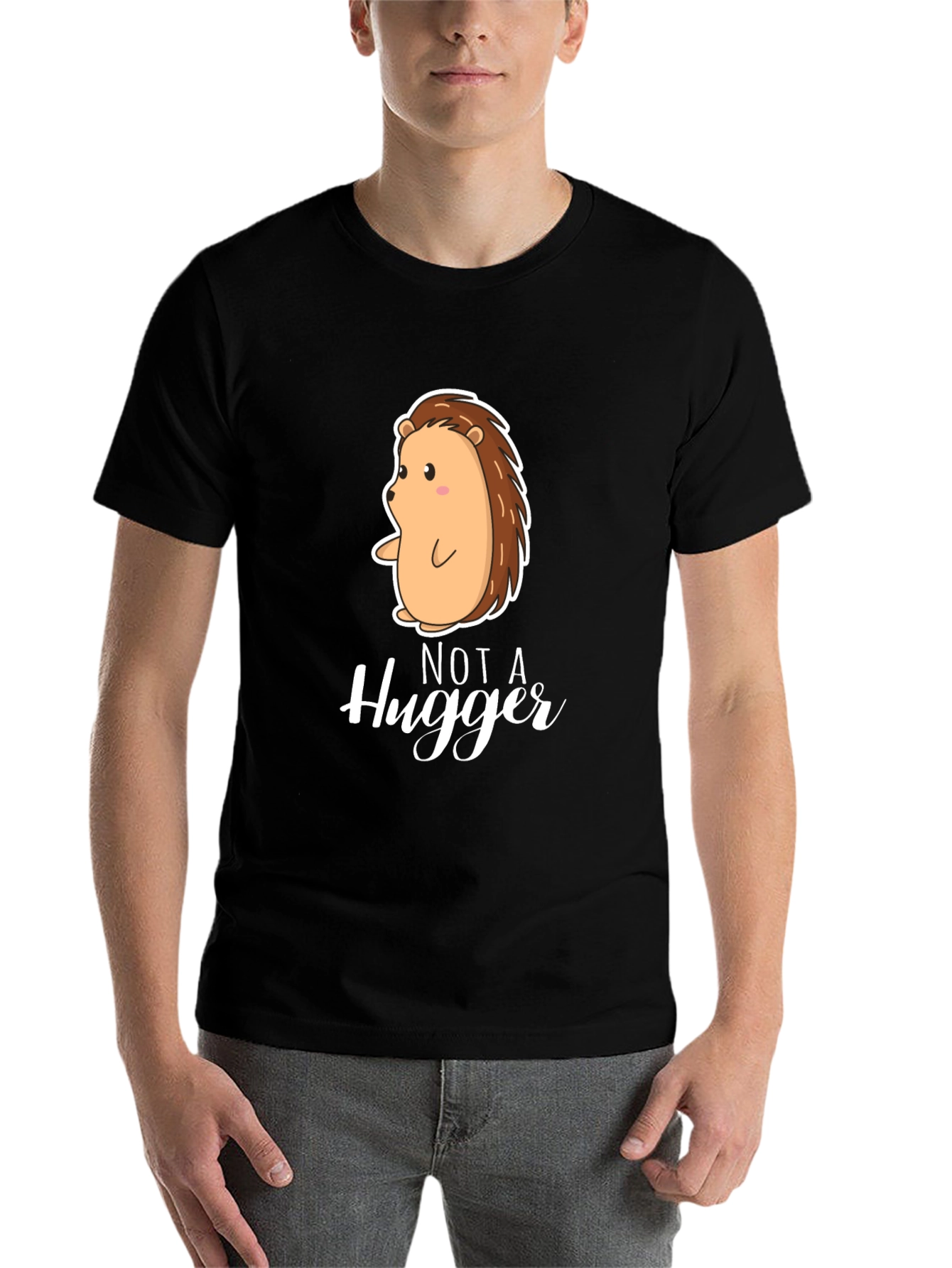 Black Not A Hugger Hedgehog Graphic Tee view 7