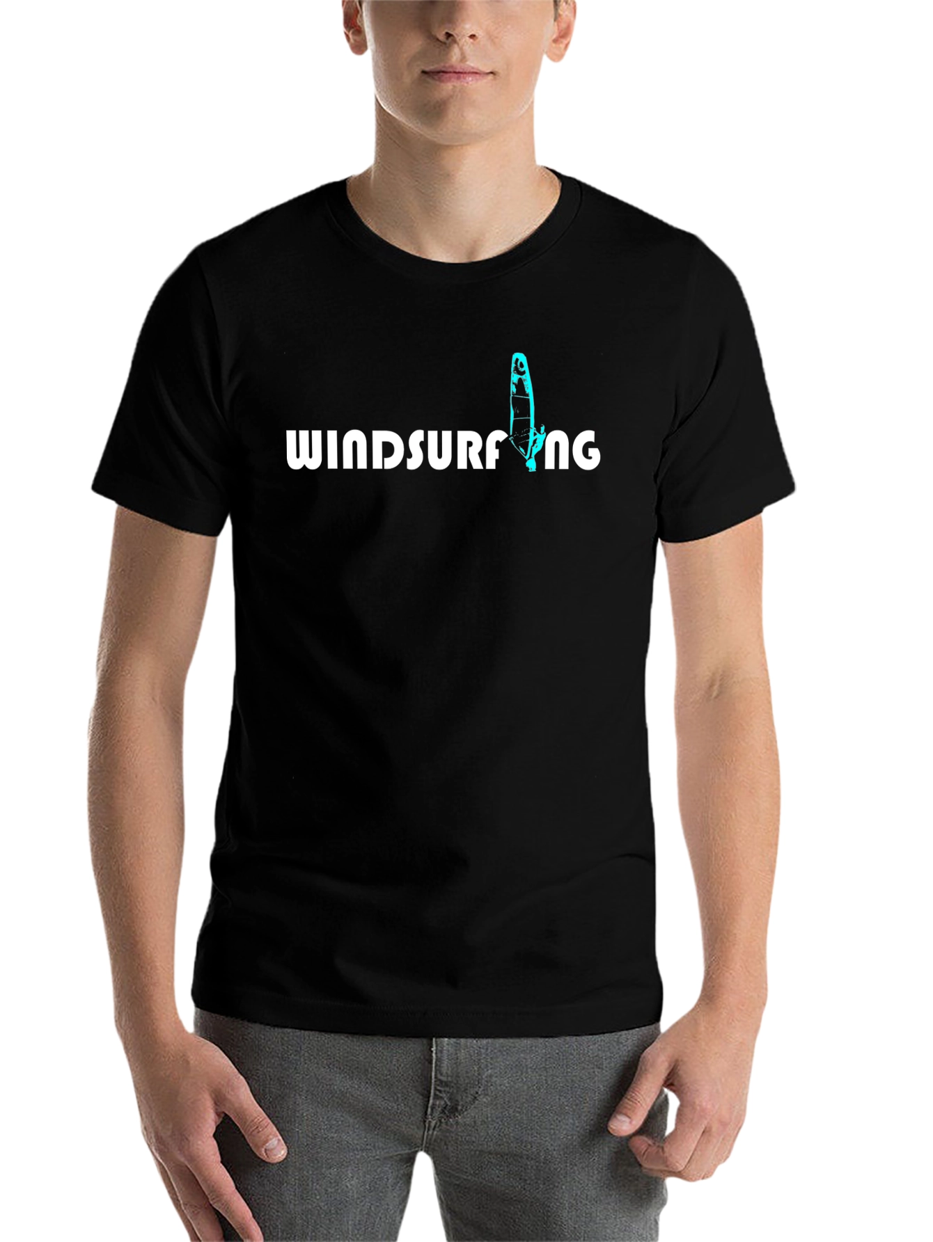 Black Windsurfing Graphic Tee - Black Casual Shirt view 7