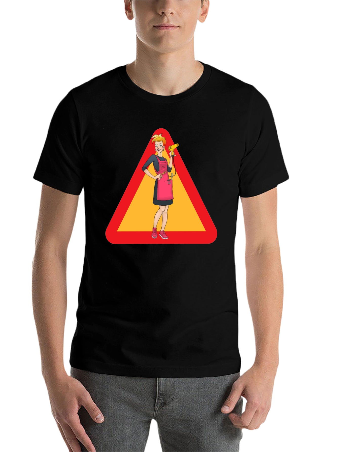 Black Caution: Stylish Hairdresser T-Shirt view 7