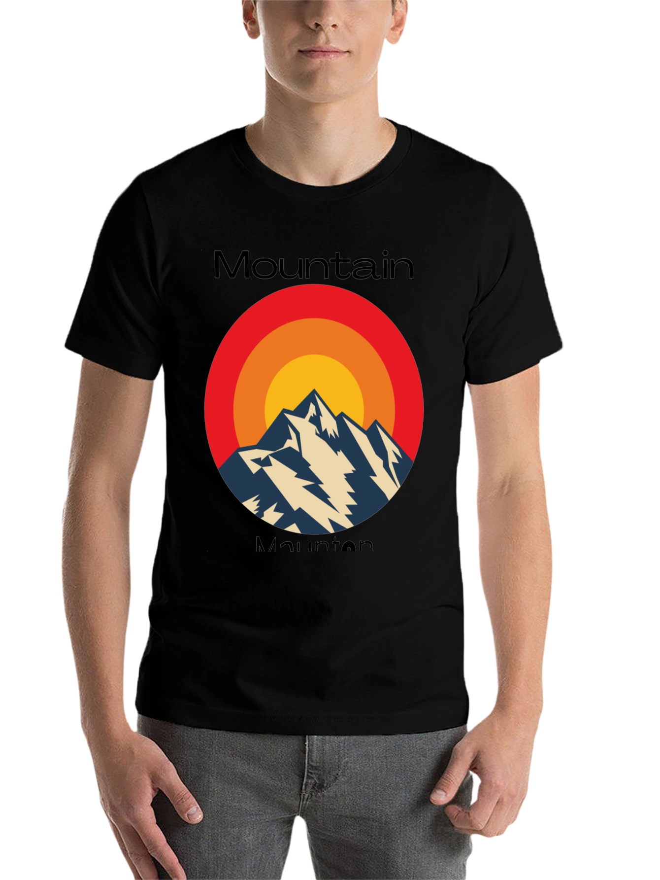 Black Retro Mountain Graphic Tee - Classic Style view 7