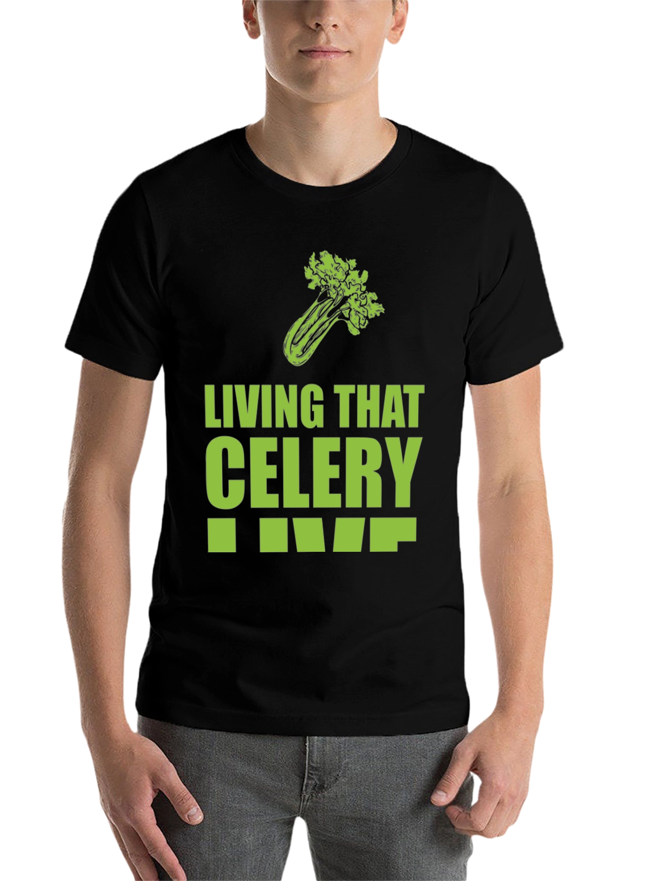 Black Living That Celery Life Graphic T-Shirt view 7