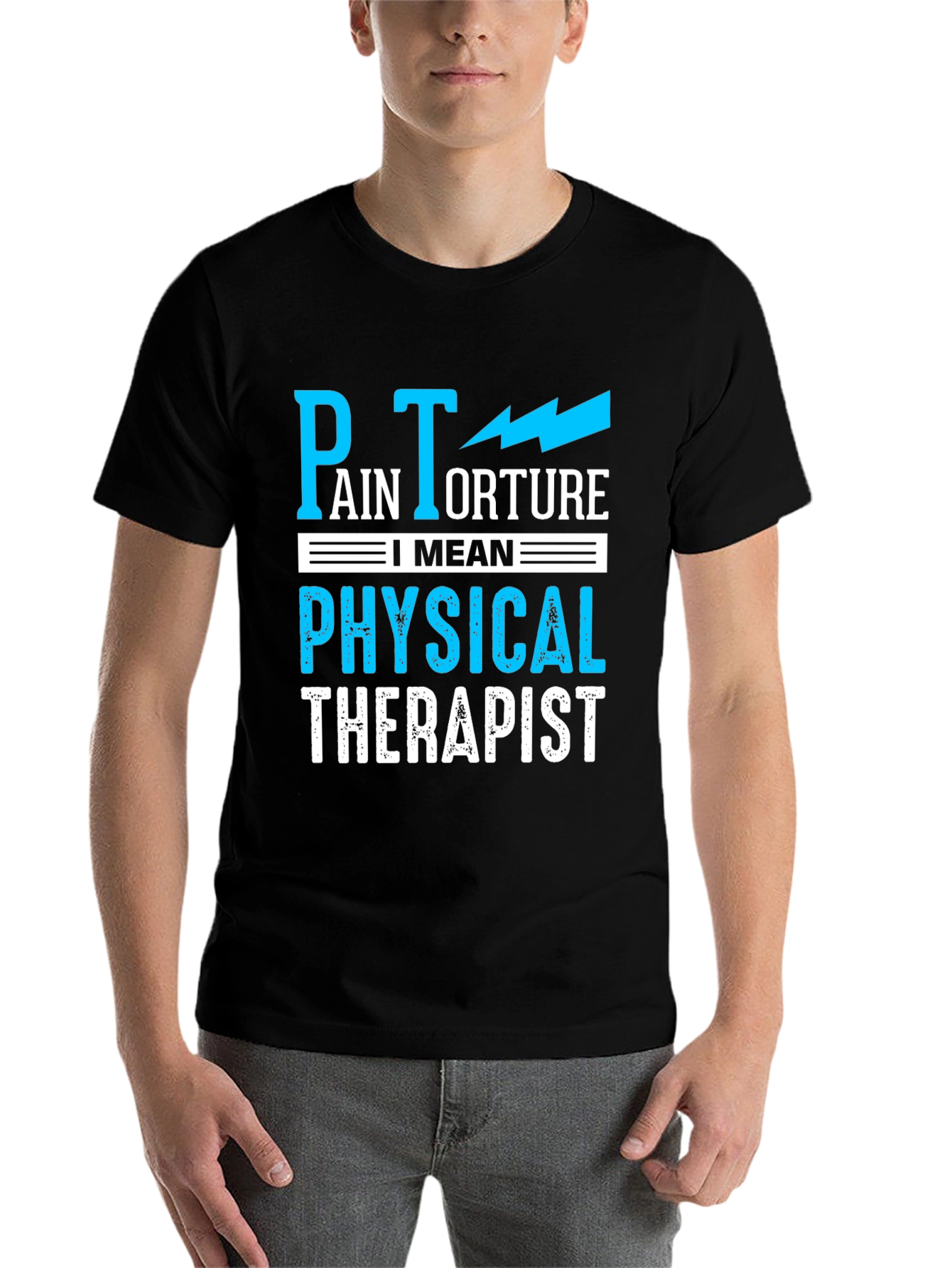 Black Pain Torture Funny Physical Therapist T-Shirt view 7