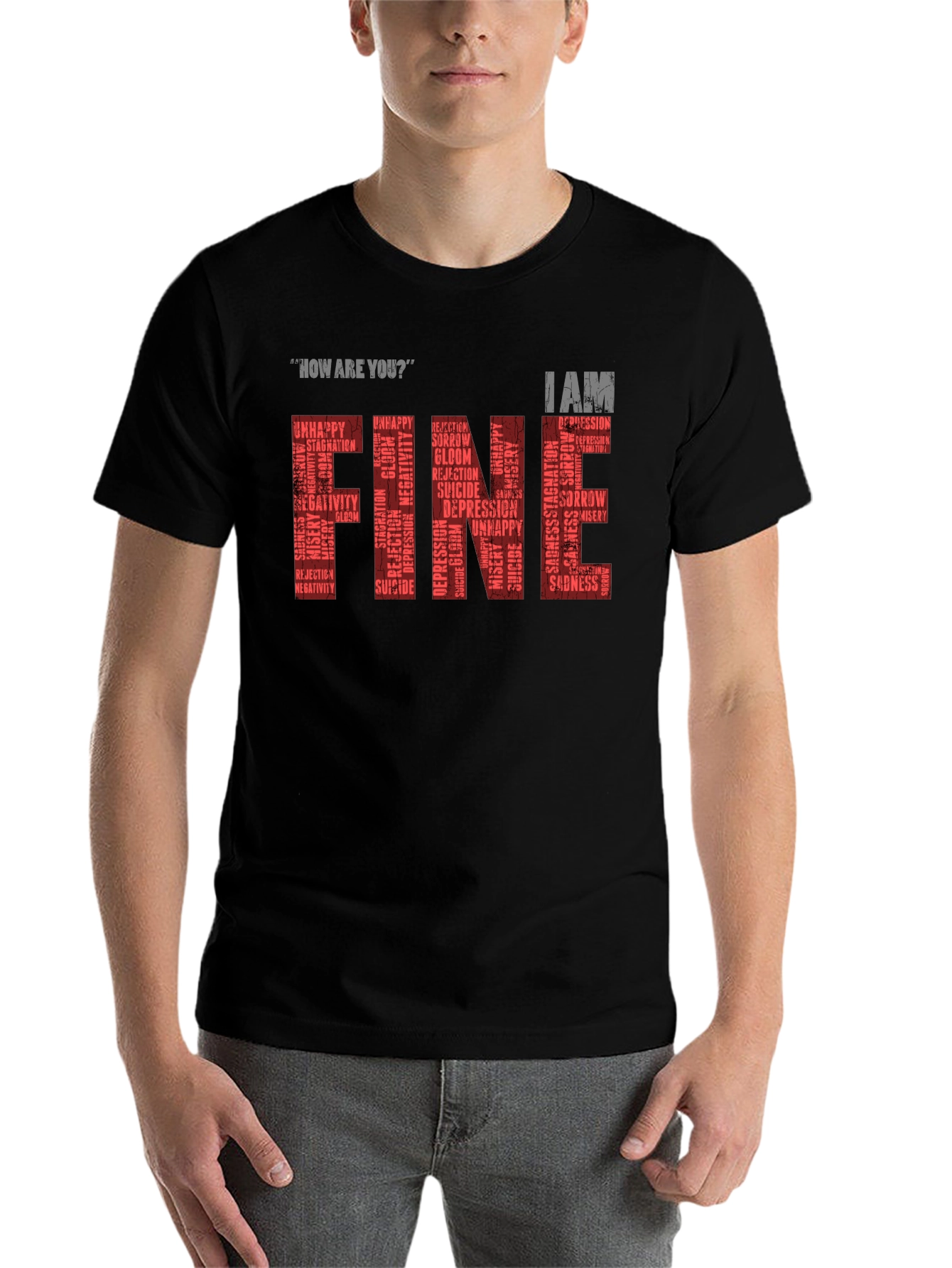 Black Fine T-Shirt: Mental Health Awareness Graphic Tee view 7