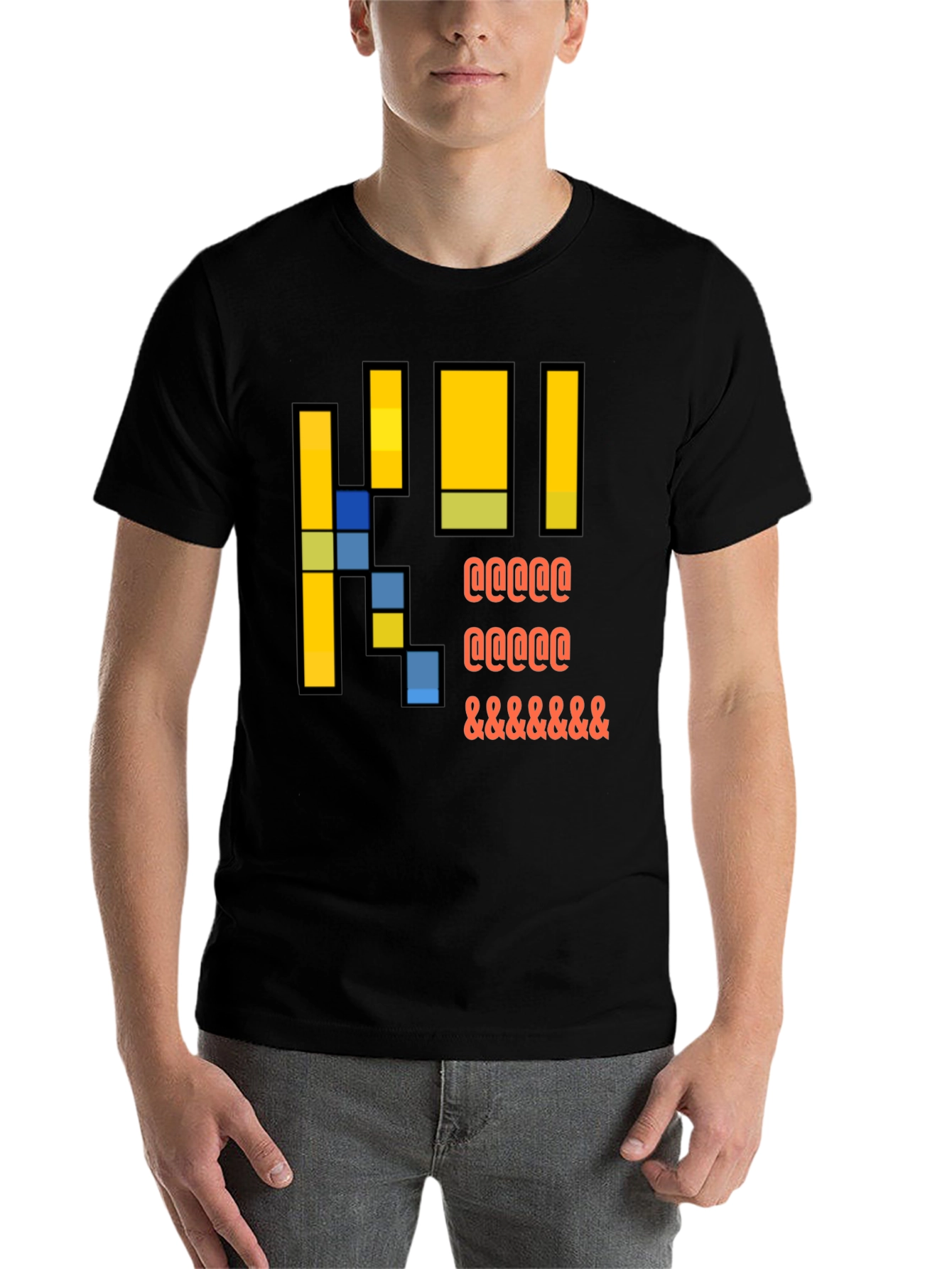 Black Pixel Art Graphic T-Shirt - Casual Black Tee view 7